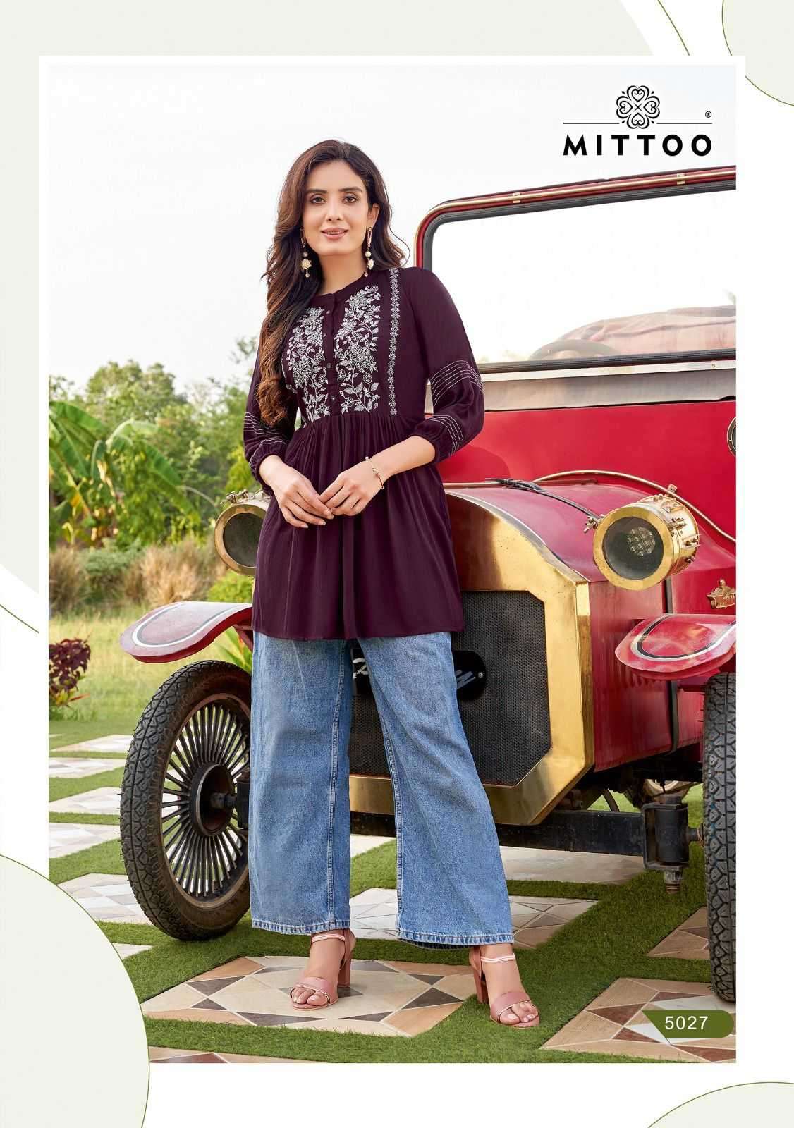 Mittoo presents Victoria vol-5 wrincle Rayon short kurtis catalog wholesaler 