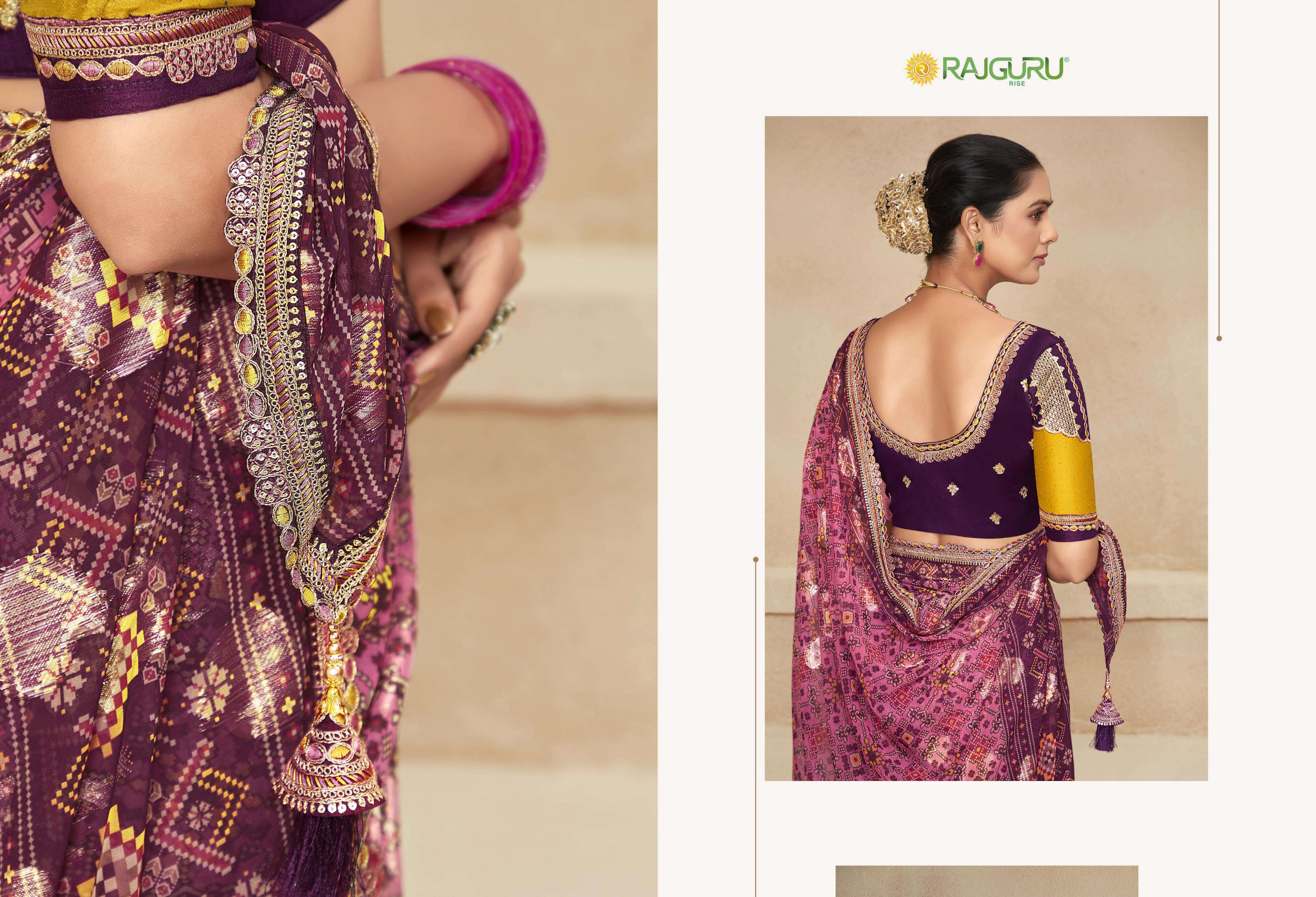 RAJGURU  PRESENTS BANDHAN GOLD FUNCTION WEAR FANCY WORK SAREES CATALOG WHOLESALER AND EXPORTER IN SURAT 