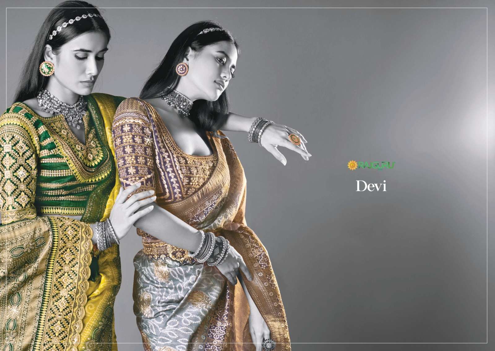 RAJGURU PRESENTS DEVI DESIGNER FANCY SAREES WITH DOUBLE BLOUSE CATALOG WHOLESALER AND EXPORTER IN SURAT 