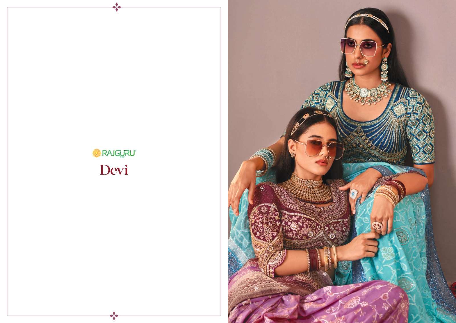 RAJGURU PRESENTS DEVI DESIGNER FANCY SAREES WITH DOUBLE BLOUSE CATALOG WHOLESALER AND EXPORTER IN SURAT 
