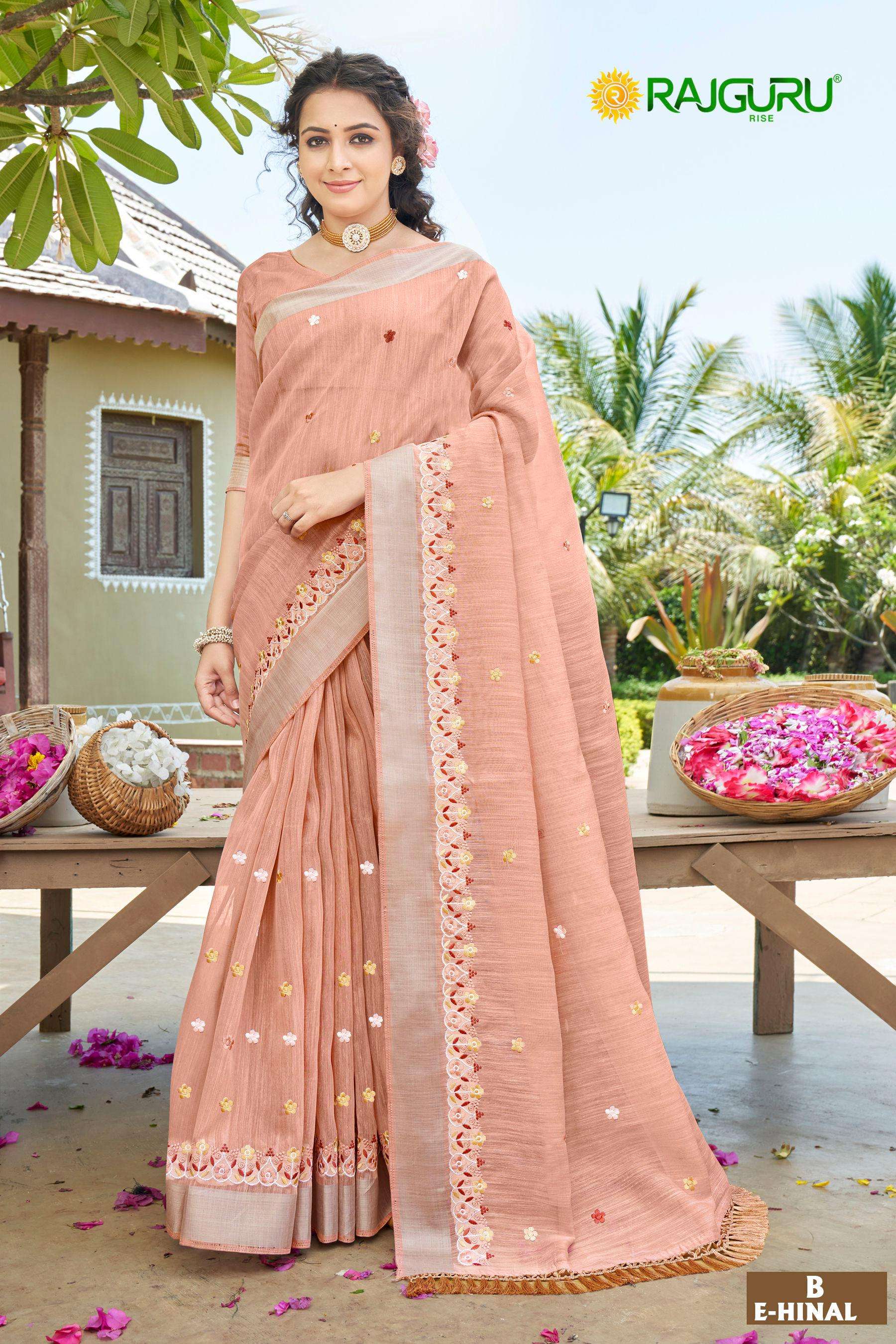 RAJGURU PRESENTS E-HINAL DESIGNER FANCY SEMI COTTON SAREES CATALOG WHOLESALER AND EXPORTER IN SURAT 