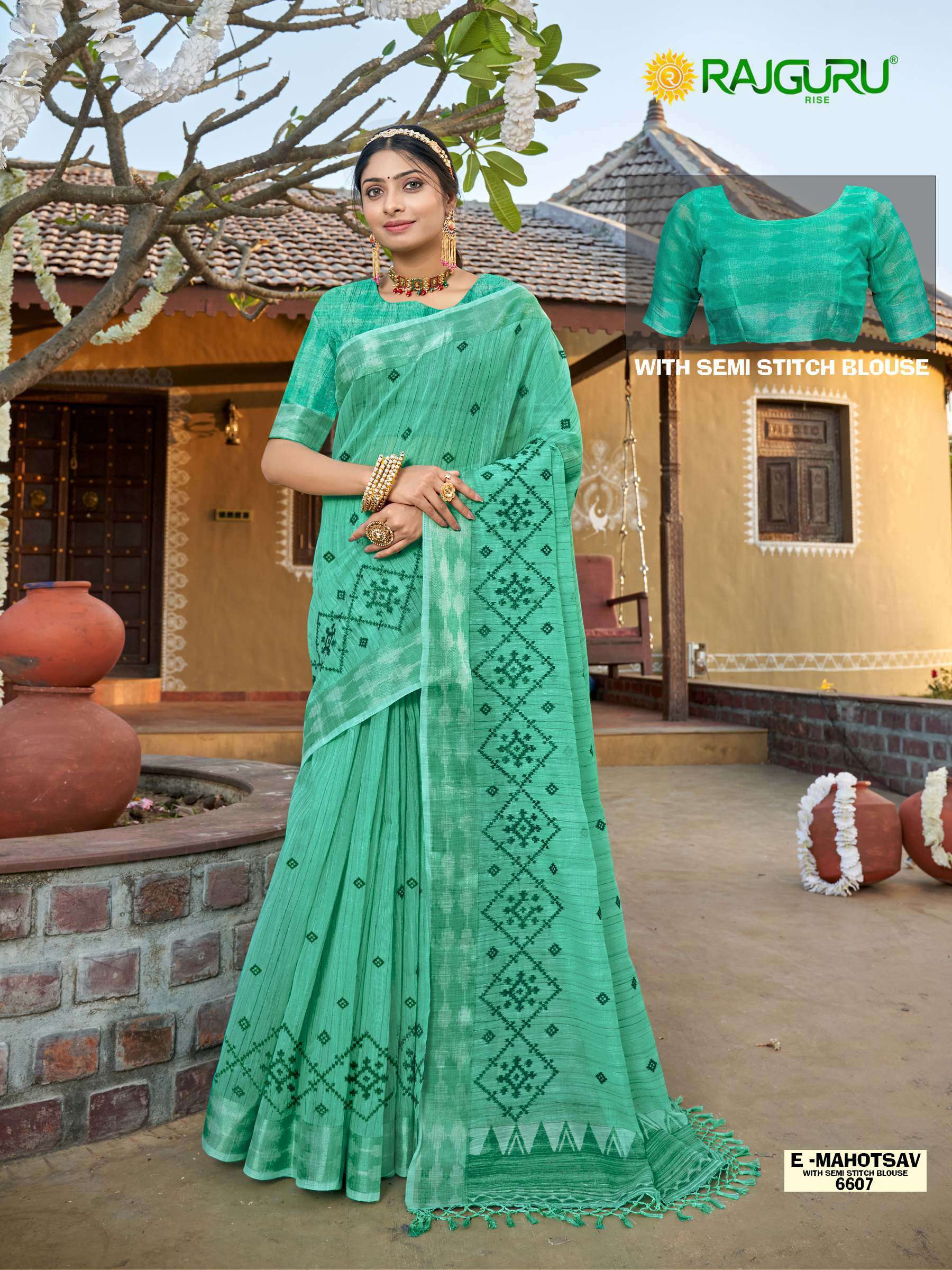 RAJGURU PRESENTS E-MAHOTSAV FANCY WORK SAREES CATALOG WHOLESALER AND EXPORTER IN SURAT 