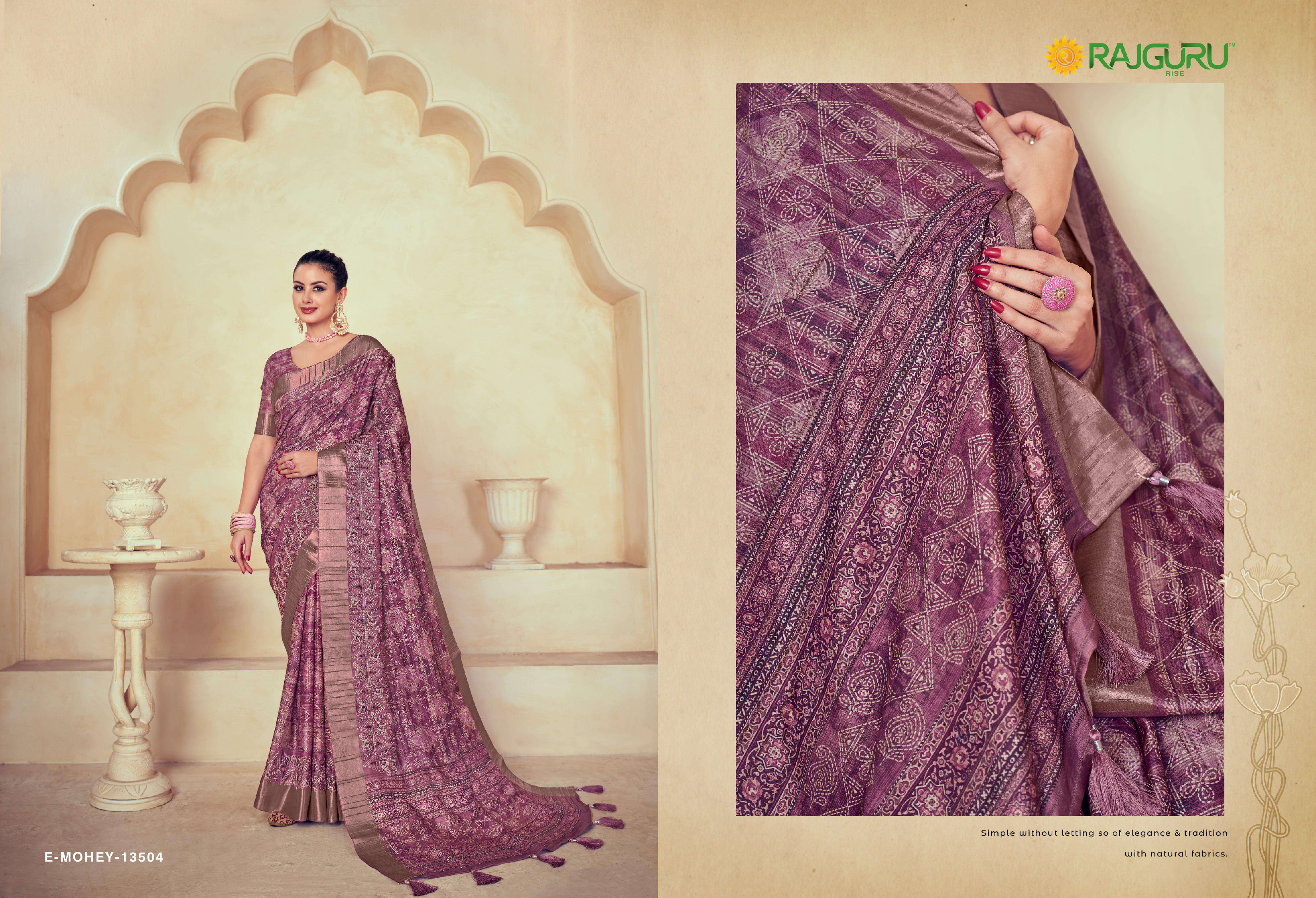 RAJGURU PRESENTS E-MOHEY FANCY DESIGNER SAREES CATALOG WHOLESALER AND EXPORTER IN SURAT