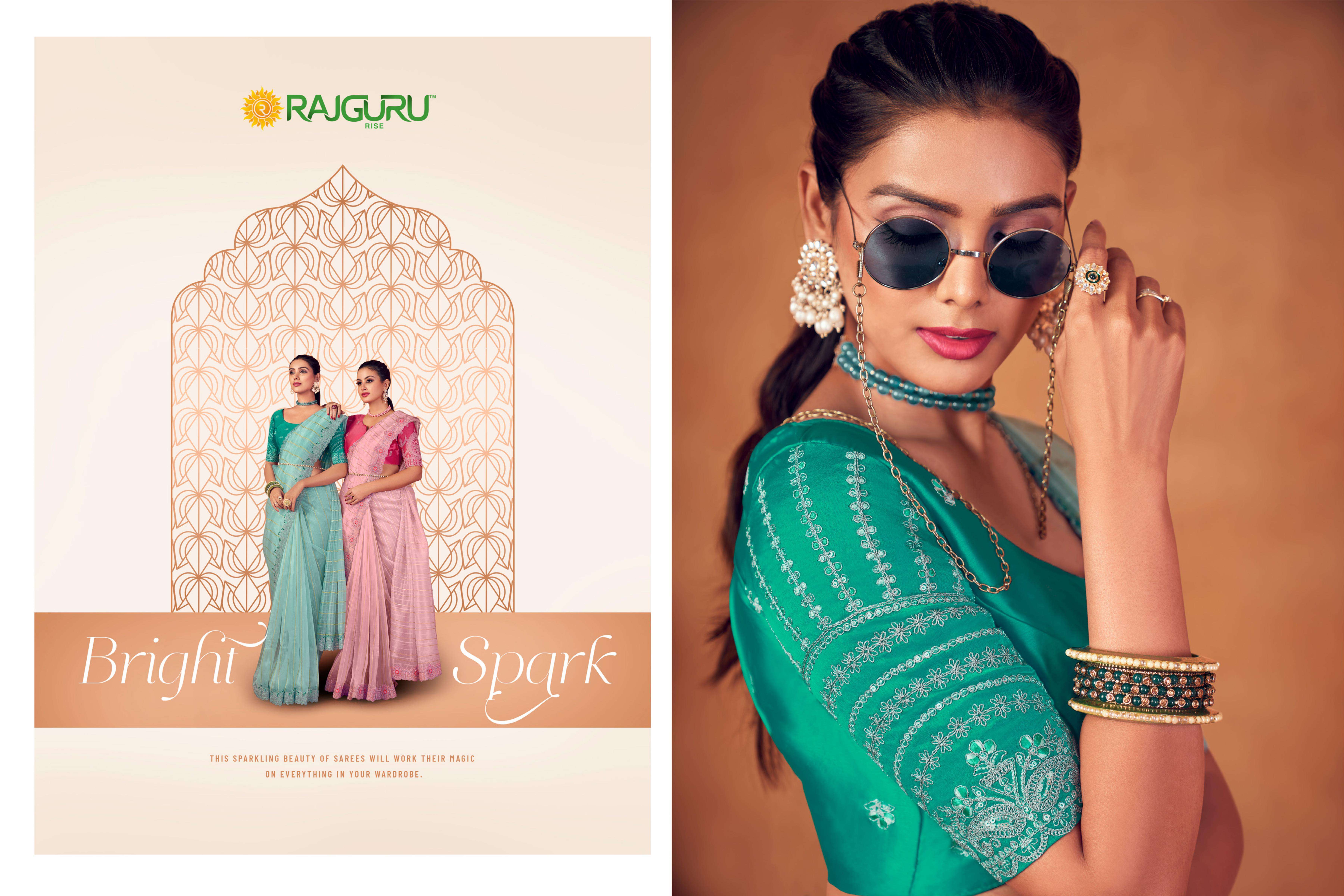 RAJGURU  PRESENTS GEMINI SEQUENCE FUNCTION WEAR FANCY WORK SAREES CATALOG WHOLESALER AND EXPORTER IN SURAT 