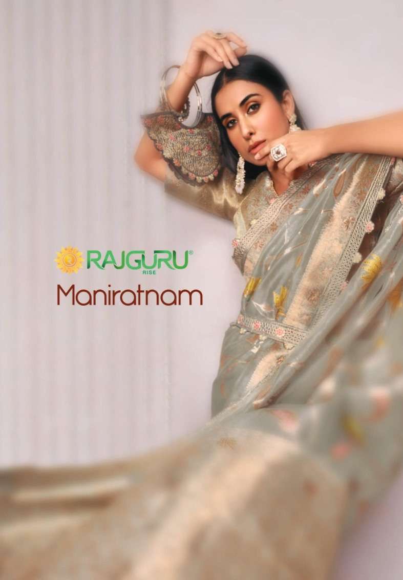 RAJGURU PRESENTS MANIRATNAM DESIGNER FANCY SAREES CATALOG WHOLESALER AND EXPORTER IN SURAT 