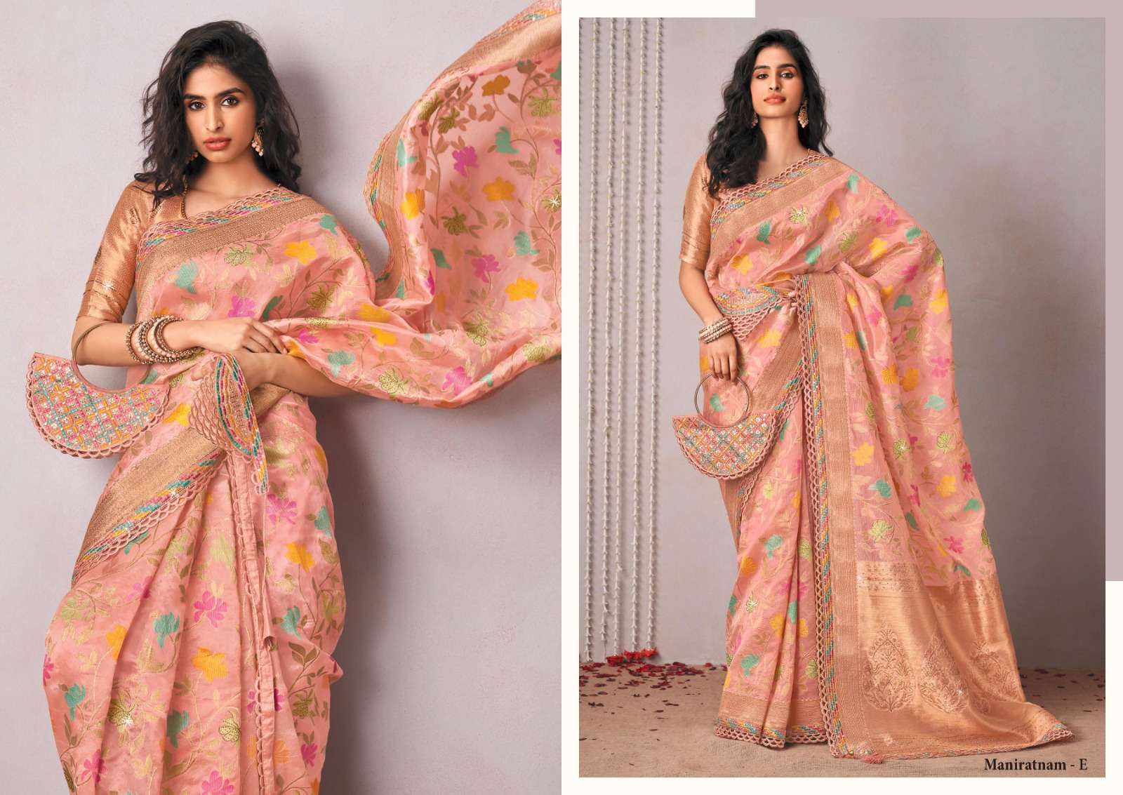 RAJGURU PRESENTS MANIRATNAM DESIGNER FANCY SAREES CATALOG WHOLESALER AND EXPORTER IN SURAT 