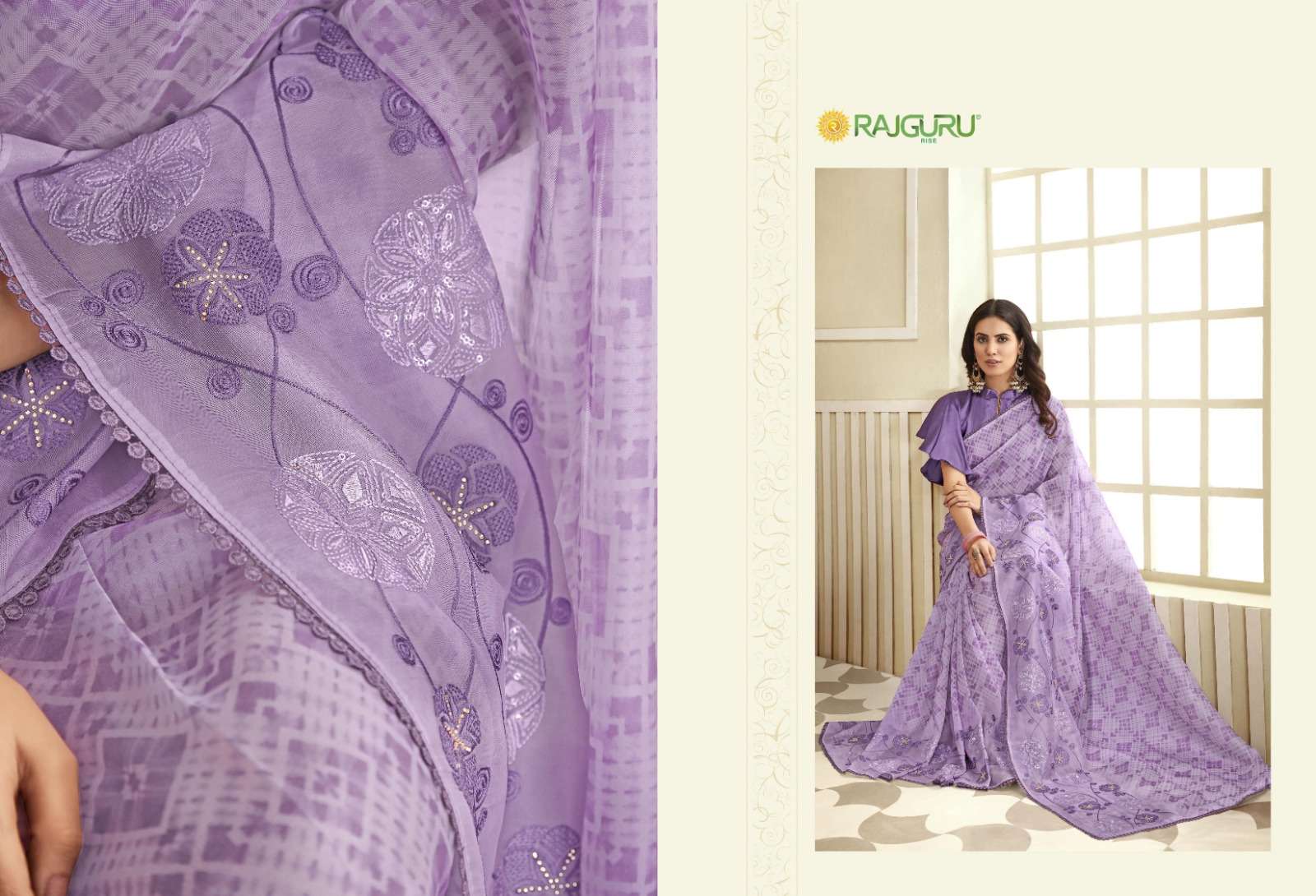 RAJGURU  PRESENTS NAITRIKA FUNCTION WEAR FANCY WORK SAREES CATALOG WHOLESALER AND EXPORTER IN SURAT 