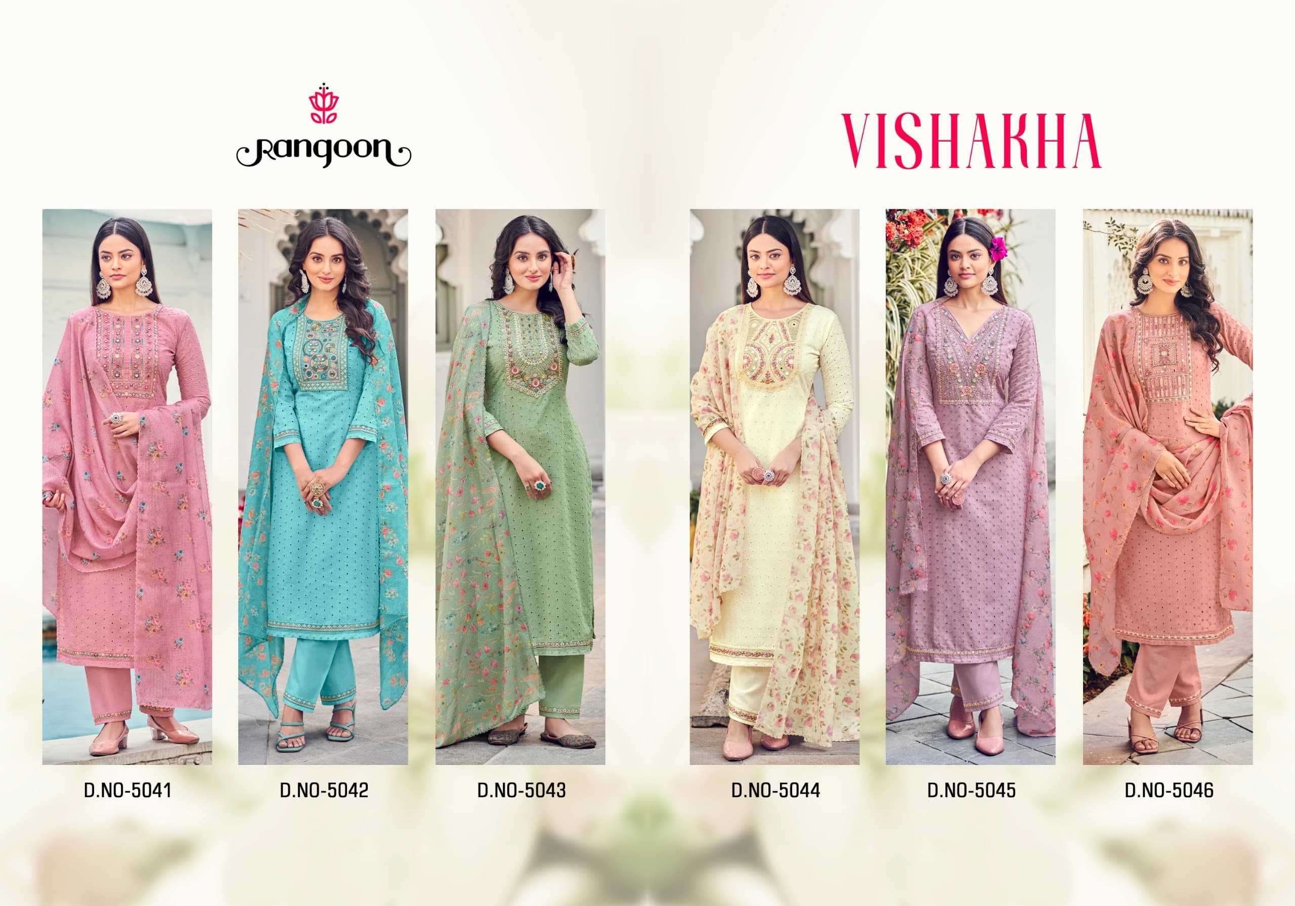 Rangoon presents Vishakha Cotton fancy embroidery work kurtis catalog collection 
