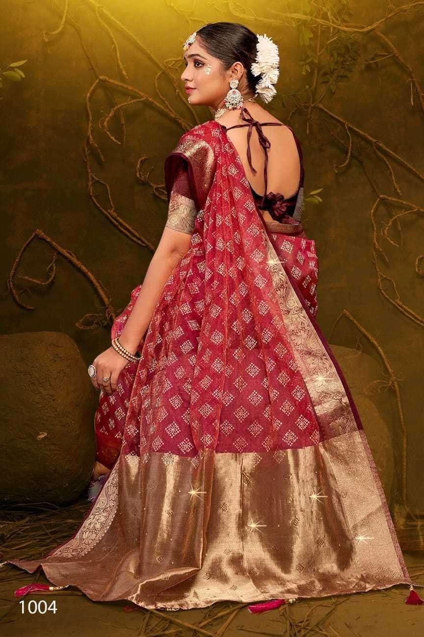 Saroj presents Imperial Gold vol-3 organza sarees catalog wholesaler 