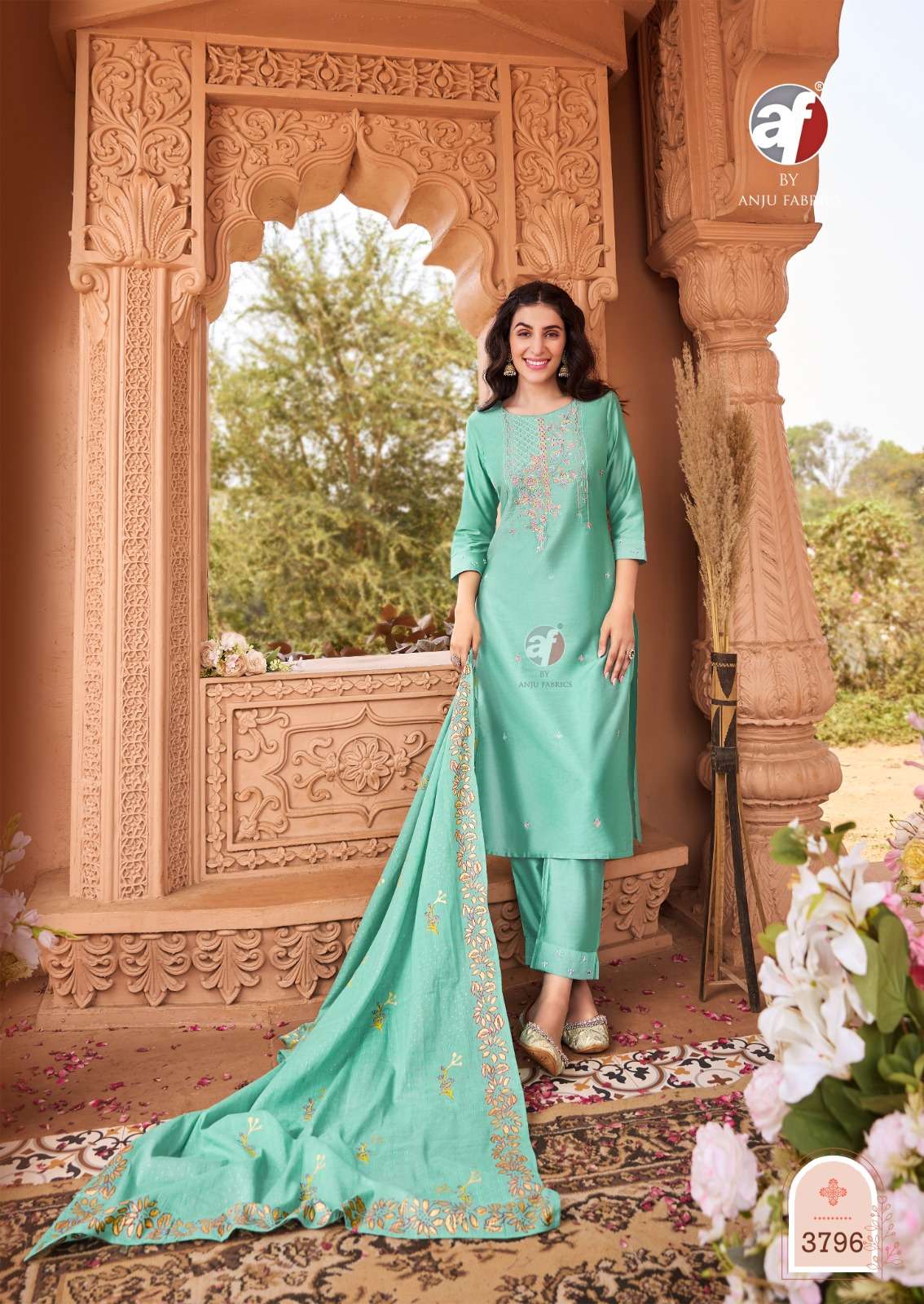 ANJU FAB PRESENTS ONCE MORE VOL-4 FANCY DESIGNER FULLSTITCH KURTI WITH AFGANI PANT AND DUPATTA CATALOG WHOLESALER AND EXPORTER IN SURAT 