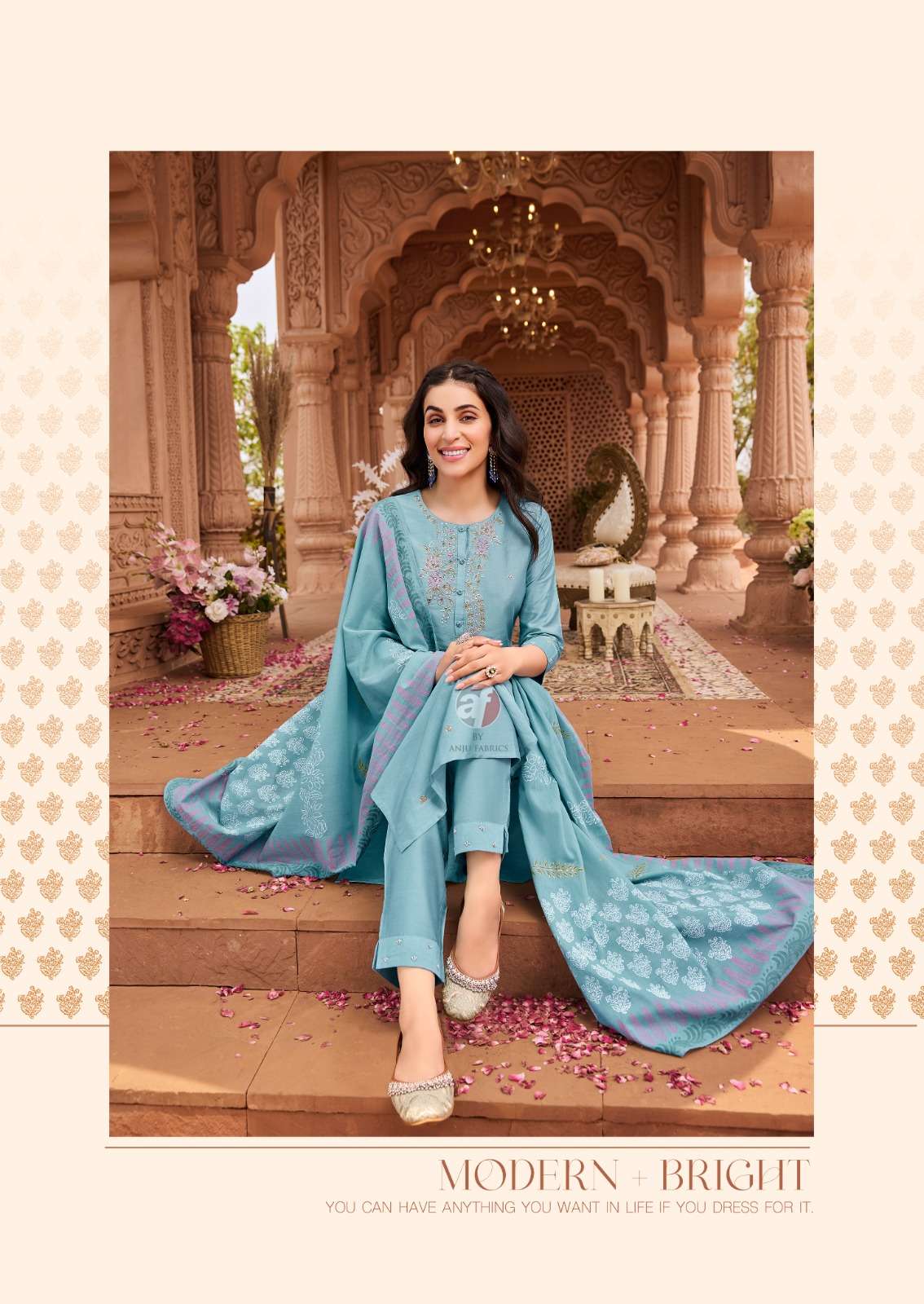 ANJU FAB PRESENTS ONCE MORE VOL-4 FANCY DESIGNER FULLSTITCH KURTI WITH AFGANI PANT AND DUPATTA CATALOG WHOLESALER AND EXPORTER IN SURAT 