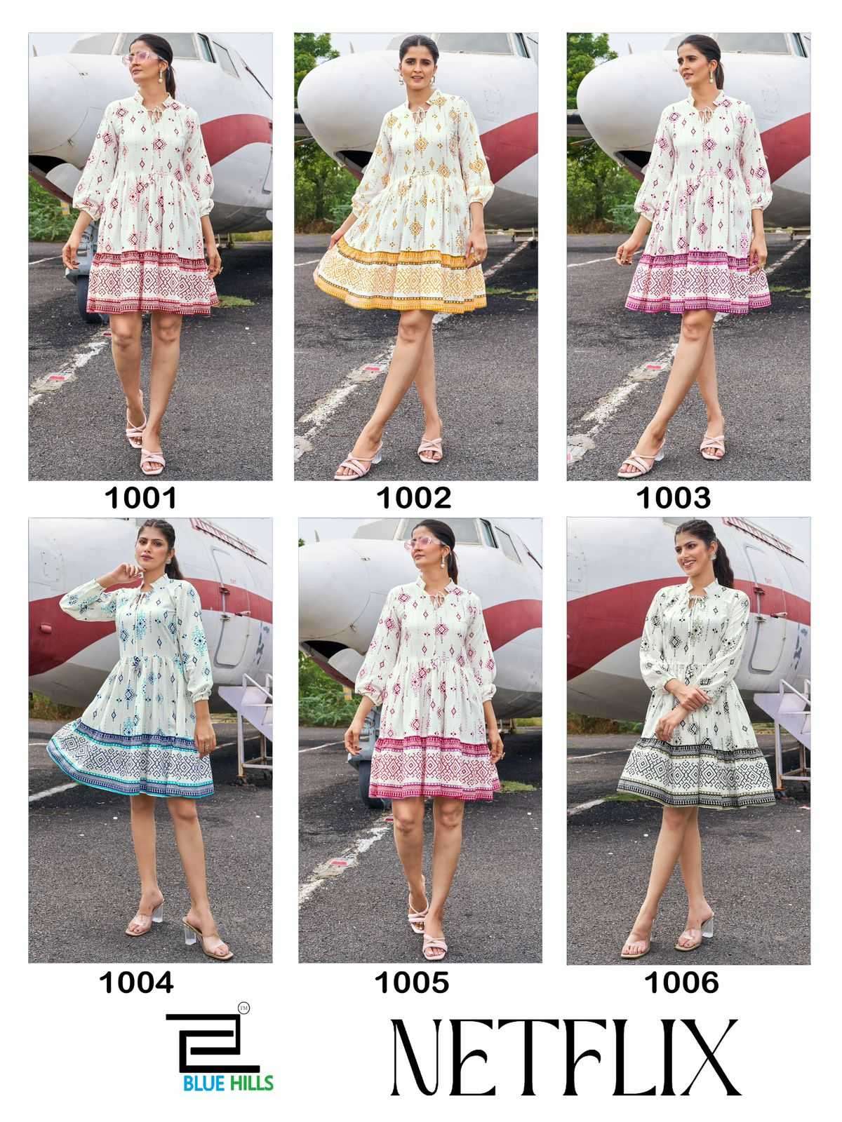 Blue hills presents Netflix Rayon designer short kurtis catalog wholesaler 