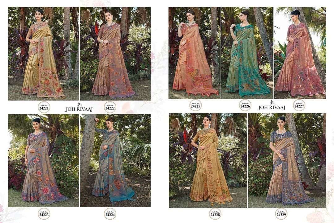 JOH RIVAAJ PRESENTS JASODA CLASSIC LOOK ORGANZA ESCLUSIVE DESIGNER SAREES CATALOG WHOLESALER