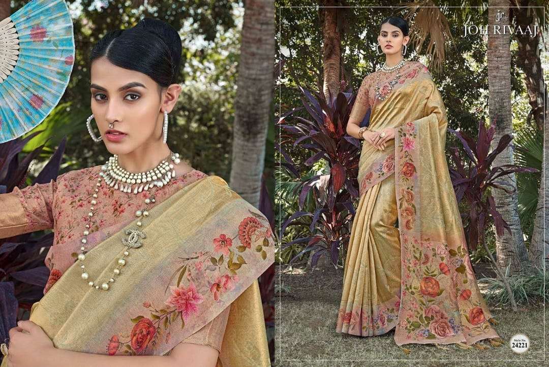 JOH RIVAAJ PRESENTS JASODA CLASSIC LOOK ORGANZA ESCLUSIVE DESIGNER SAREES CATALOG WHOLESALER