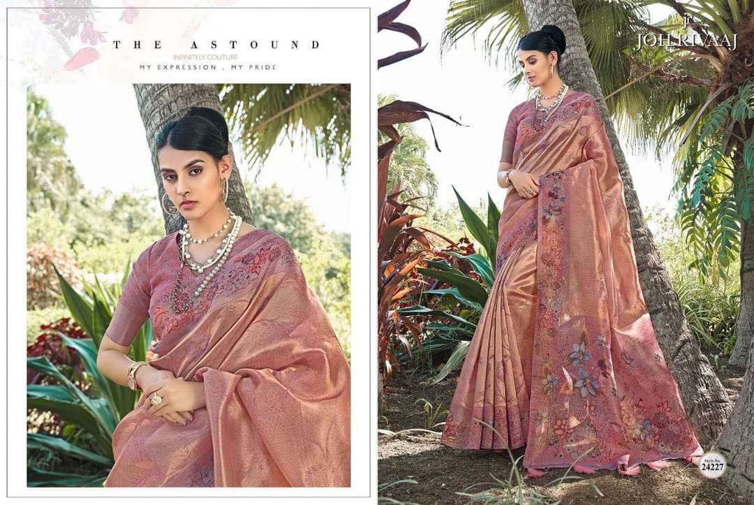 JOH RIVAAJ PRESENTS JASODA CLASSIC LOOK ORGANZA ESCLUSIVE DESIGNER SAREES CATALOG WHOLESALER