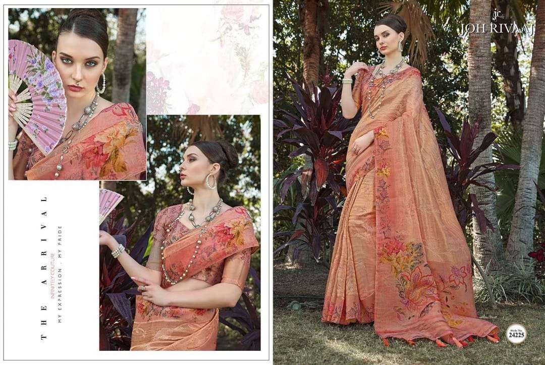 JOH RIVAAJ PRESENTS JASODA CLASSIC LOOK ORGANZA ESCLUSIVE DESIGNER SAREES CATALOG WHOLESALER