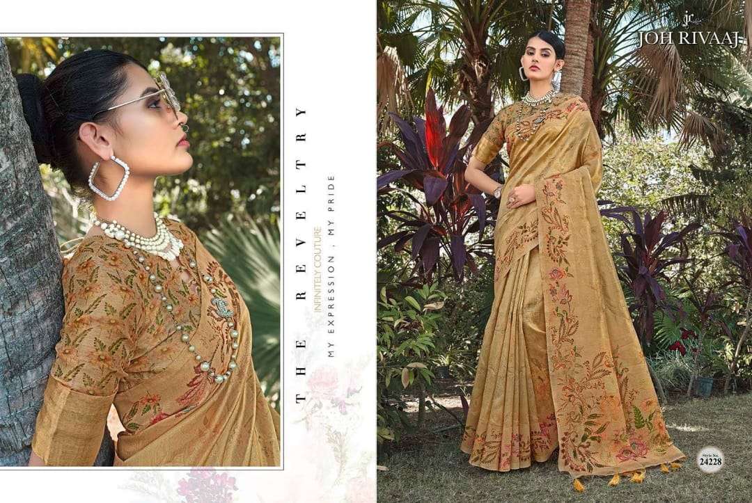 JOH RIVAAJ PRESENTS JASODA CLASSIC LOOK ORGANZA ESCLUSIVE DESIGNER SAREES CATALOG WHOLESALER