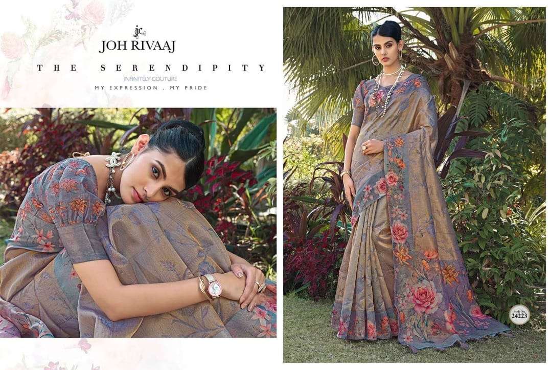 JOH RIVAAJ PRESENTS JASODA CLASSIC LOOK ORGANZA ESCLUSIVE DESIGNER SAREES CATALOG WHOLESALER