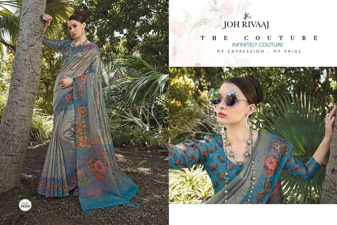 JOH RIVAAJ PRESENTS JASODA CLASSIC LOOK ORGANZA ESCLUSIVE DESIGNER SAREES CATALOG WHOLESALER