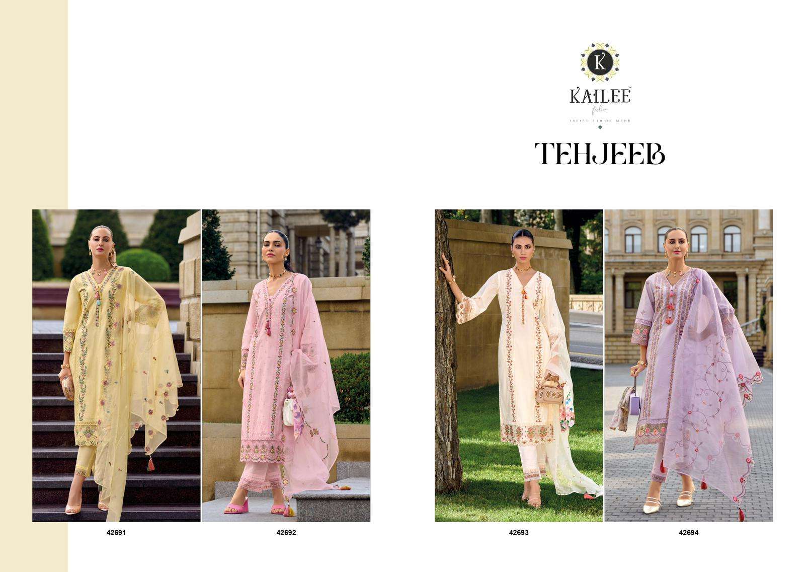 KAILEE FASHION PRESENTS TEHJEEB  EXCLUSIVE DESIGN READYMADE THEARD WORK KURTIS CATALOG WHOLESALER AND EXPORTER IN SURAT