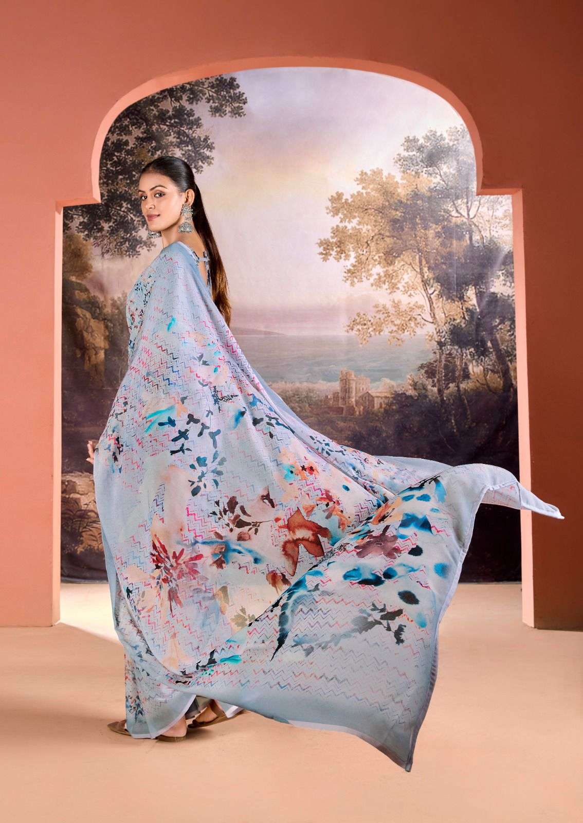 KASHVI CREATION PRESENTS NEHA VOL-1 FANCY DULL MOSS DIGITAL PRINT SAREE CATALOG WHOLESALER AND EXPORTER IN SURAT
