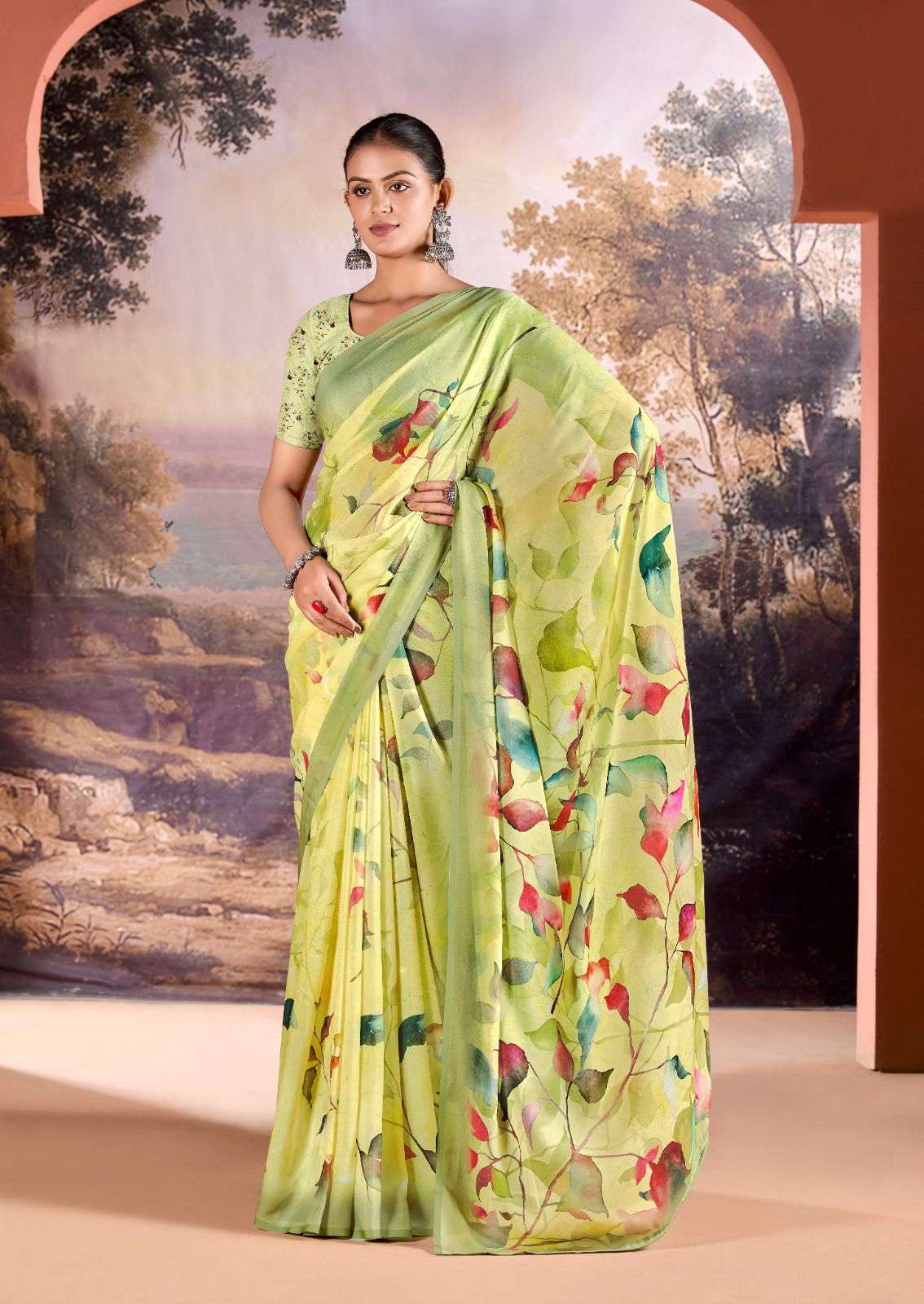 KASHVI CREATION PRESENTS NEHA VOL-1 FANCY DULL MOSS DIGITAL PRINT SAREE CATALOG WHOLESALER AND EXPORTER IN SURAT