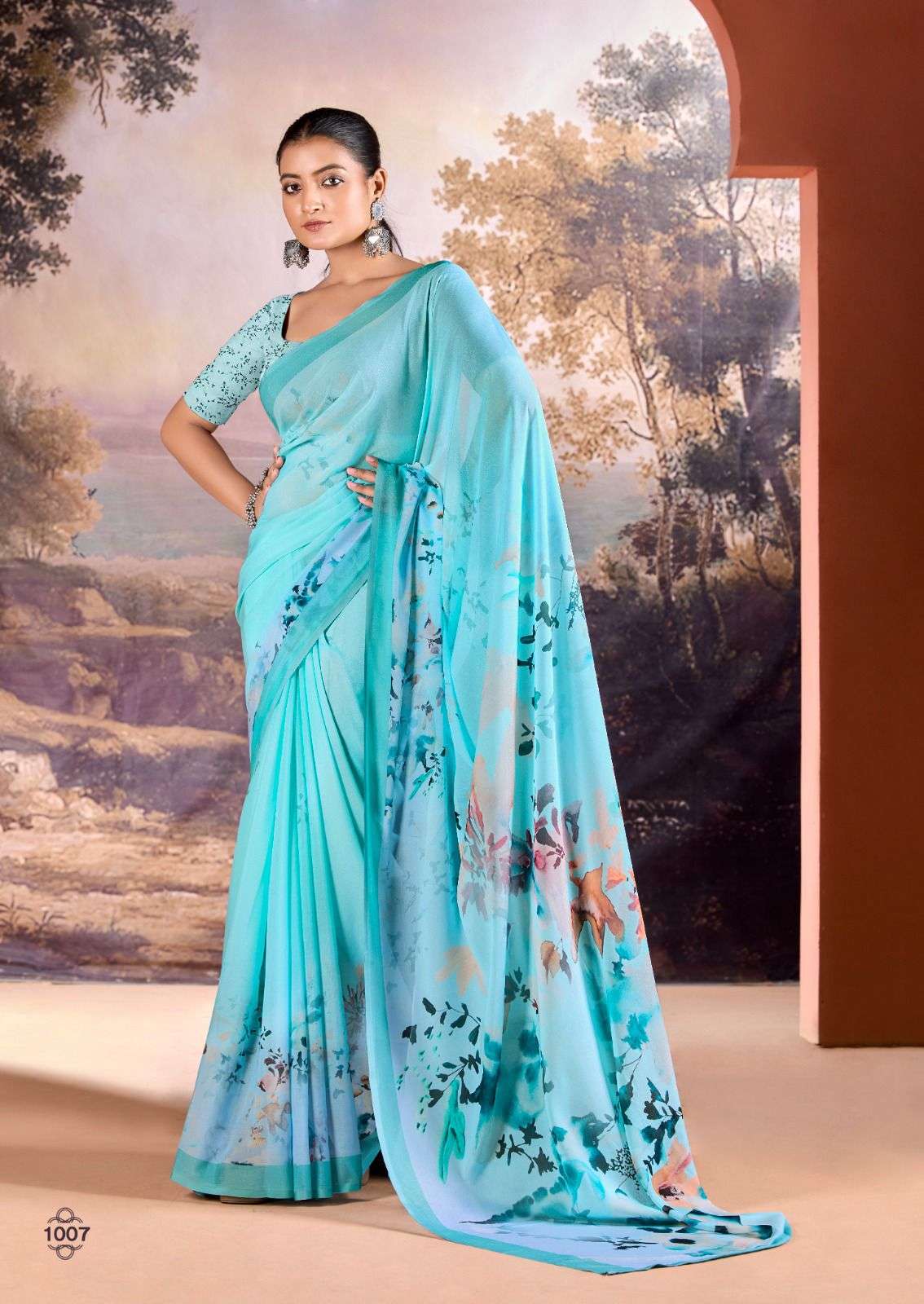 KASHVI CREATION PRESENTS NEHA VOL-1 FANCY DULL MOSS DIGITAL PRINT SAREE CATALOG WHOLESALER AND EXPORTER IN SURAT