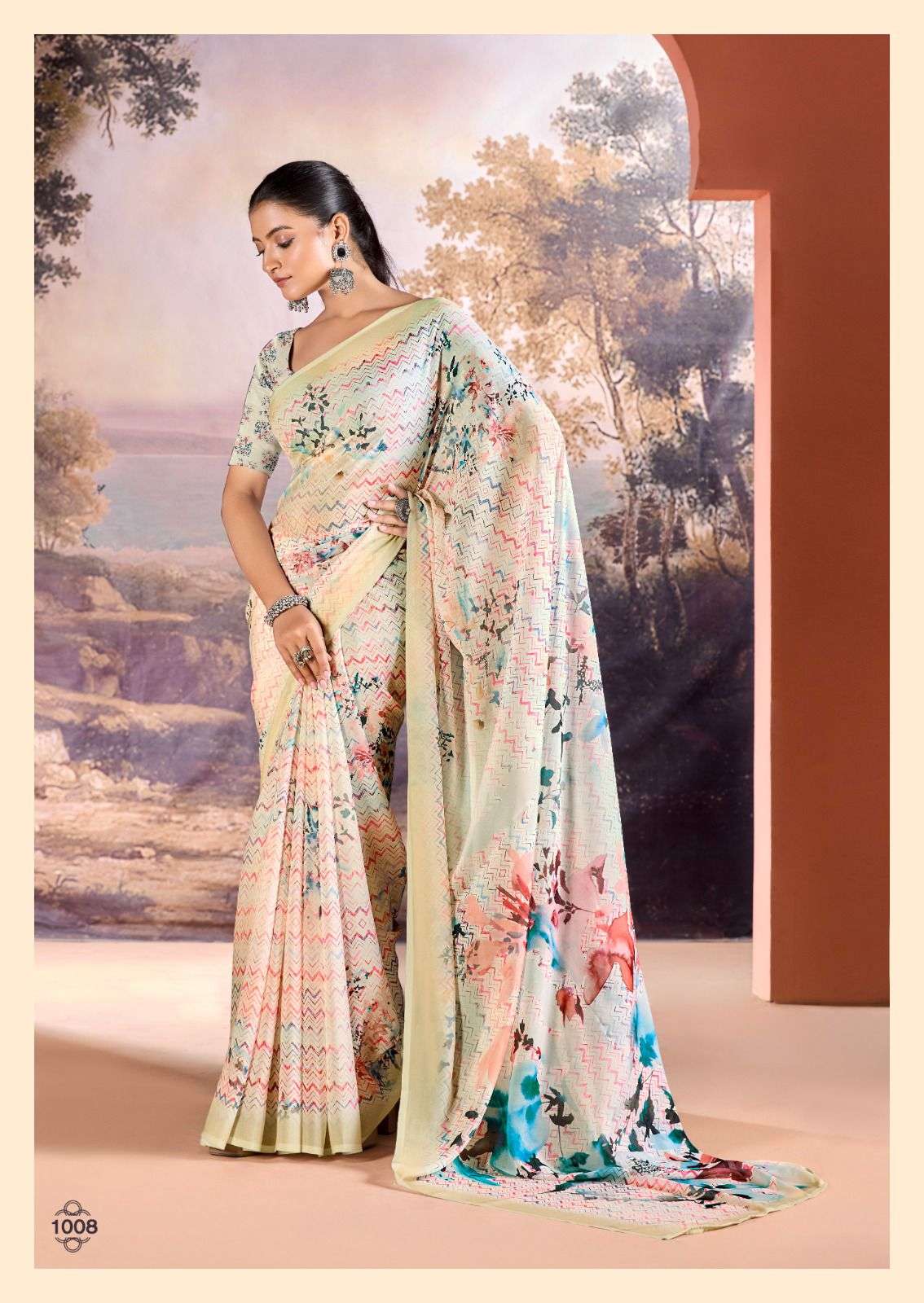 KASHVI CREATION PRESENTS NEHA VOL-1 FANCY DULL MOSS DIGITAL PRINT SAREE CATALOG WHOLESALER AND EXPORTER IN SURAT