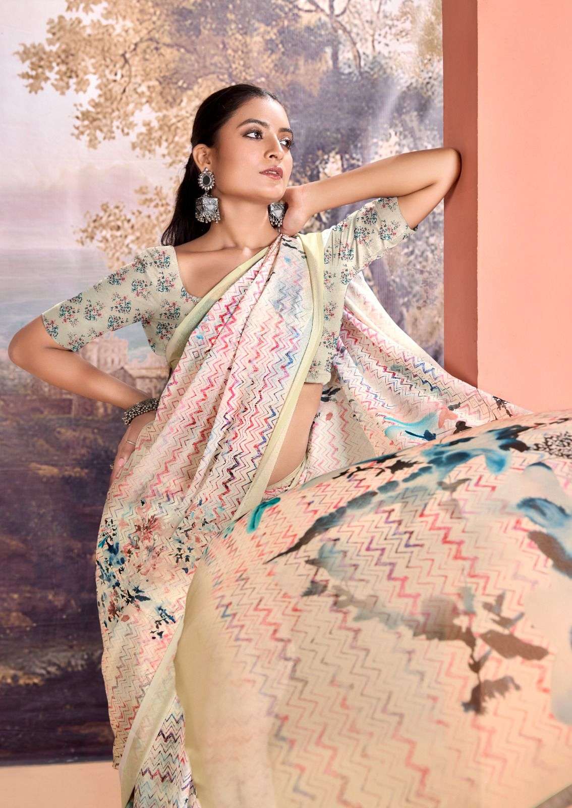 KASHVI CREATION PRESENTS NEHA VOL-1 FANCY DULL MOSS DIGITAL PRINT SAREE CATALOG WHOLESALER AND EXPORTER IN SURAT