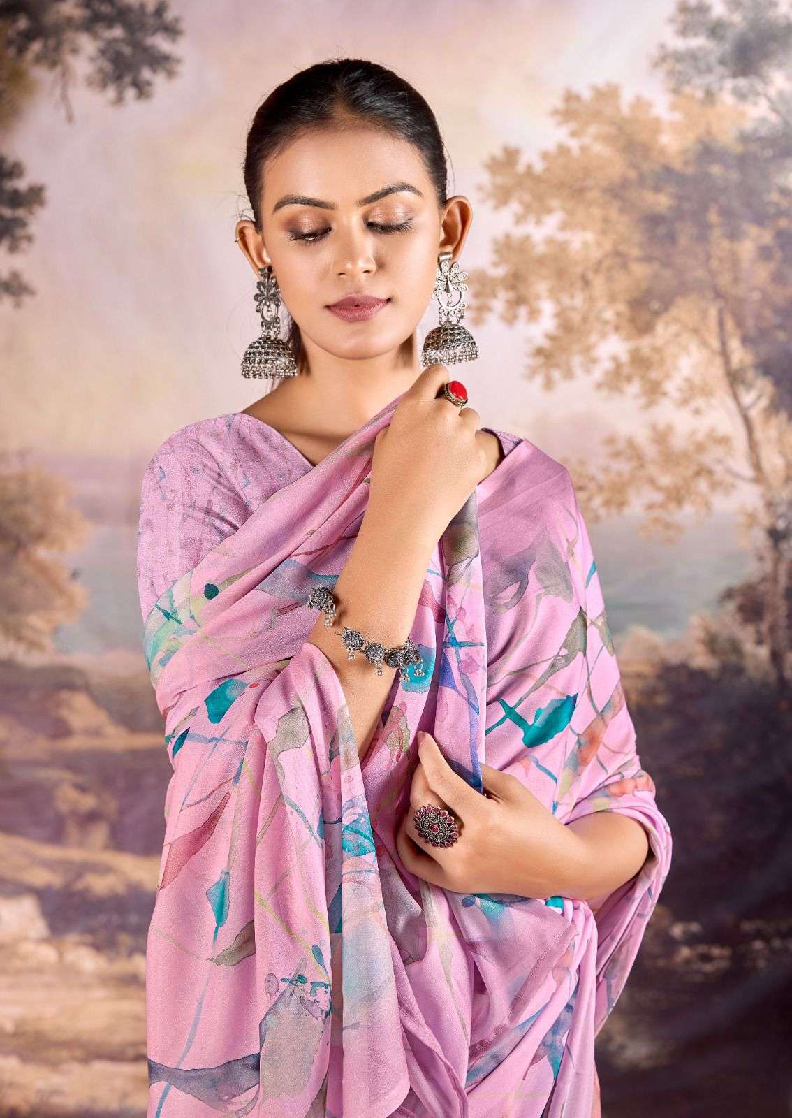 KASHVI CREATION PRESENTS NEHA VOL-1 FANCY DULL MOSS DIGITAL PRINT SAREE CATALOG WHOLESALER AND EXPORTER IN SURAT