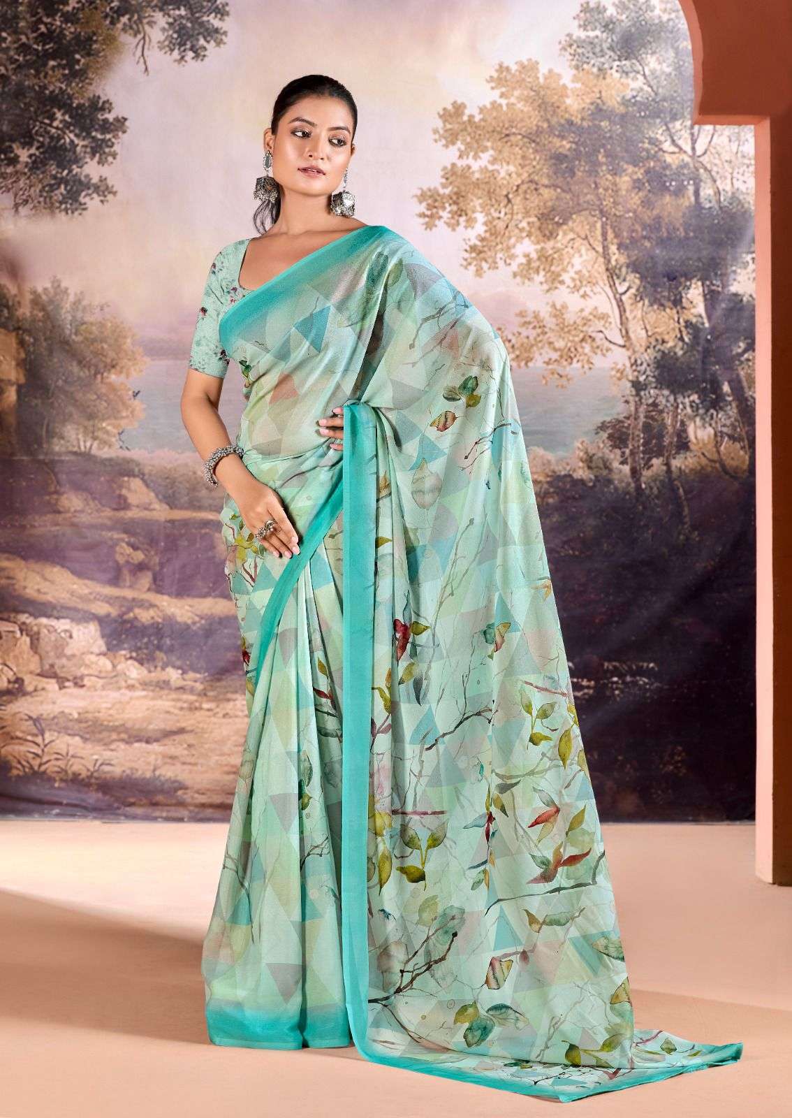 KASHVI CREATION PRESENTS NEHA VOL-1 FANCY DULL MOSS DIGITAL PRINT SAREE CATALOG WHOLESALER AND EXPORTER IN SURAT
