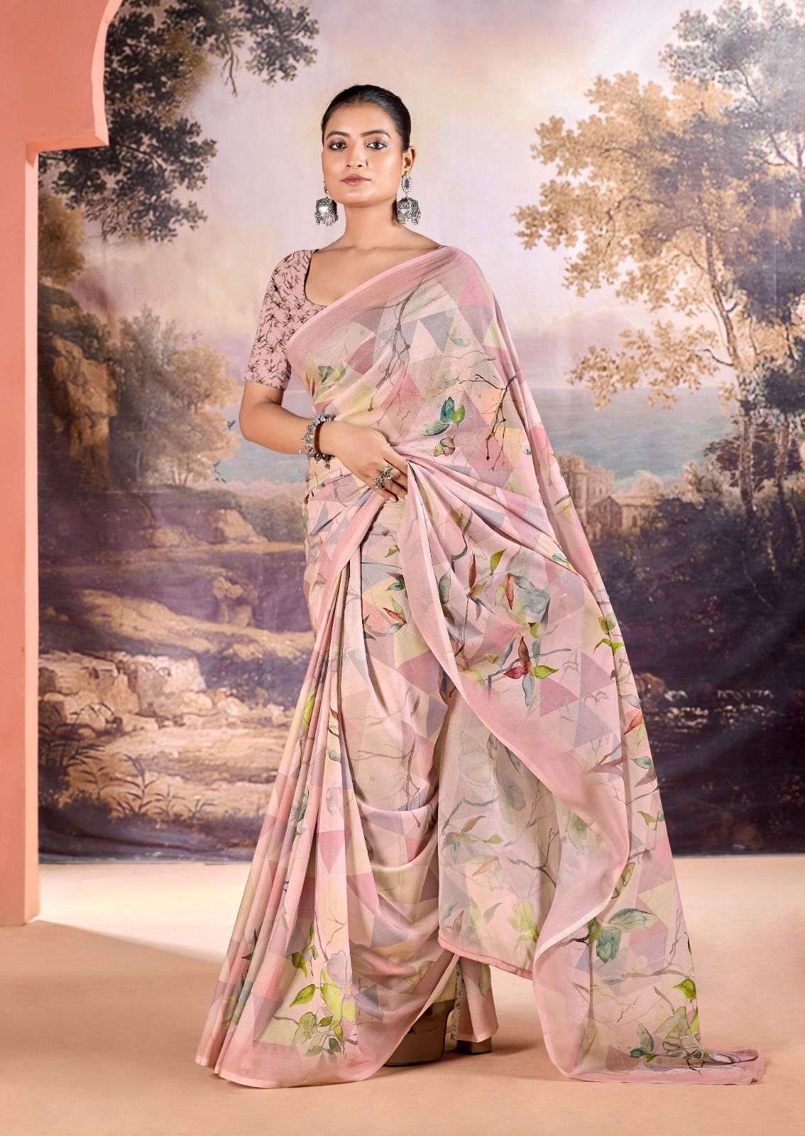 KASHVI CREATION PRESENTS NEHA VOL-1 FANCY DULL MOSS DIGITAL PRINT SAREE CATALOG WHOLESALER AND EXPORTER IN SURAT