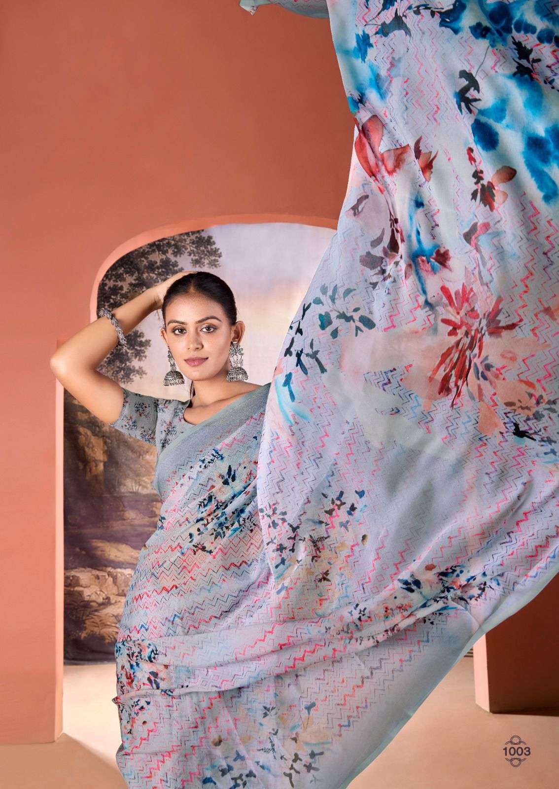 KASHVI CREATION PRESENTS NEHA VOL-1 FANCY DULL MOSS DIGITAL PRINT SAREE CATALOG WHOLESALER AND EXPORTER IN SURAT