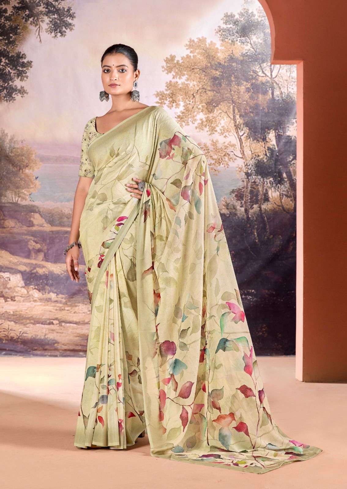 KASHVI CREATION PRESENTS NEHA VOL-1 FANCY DULL MOSS DIGITAL PRINT SAREE CATALOG WHOLESALER AND EXPORTER IN SURAT