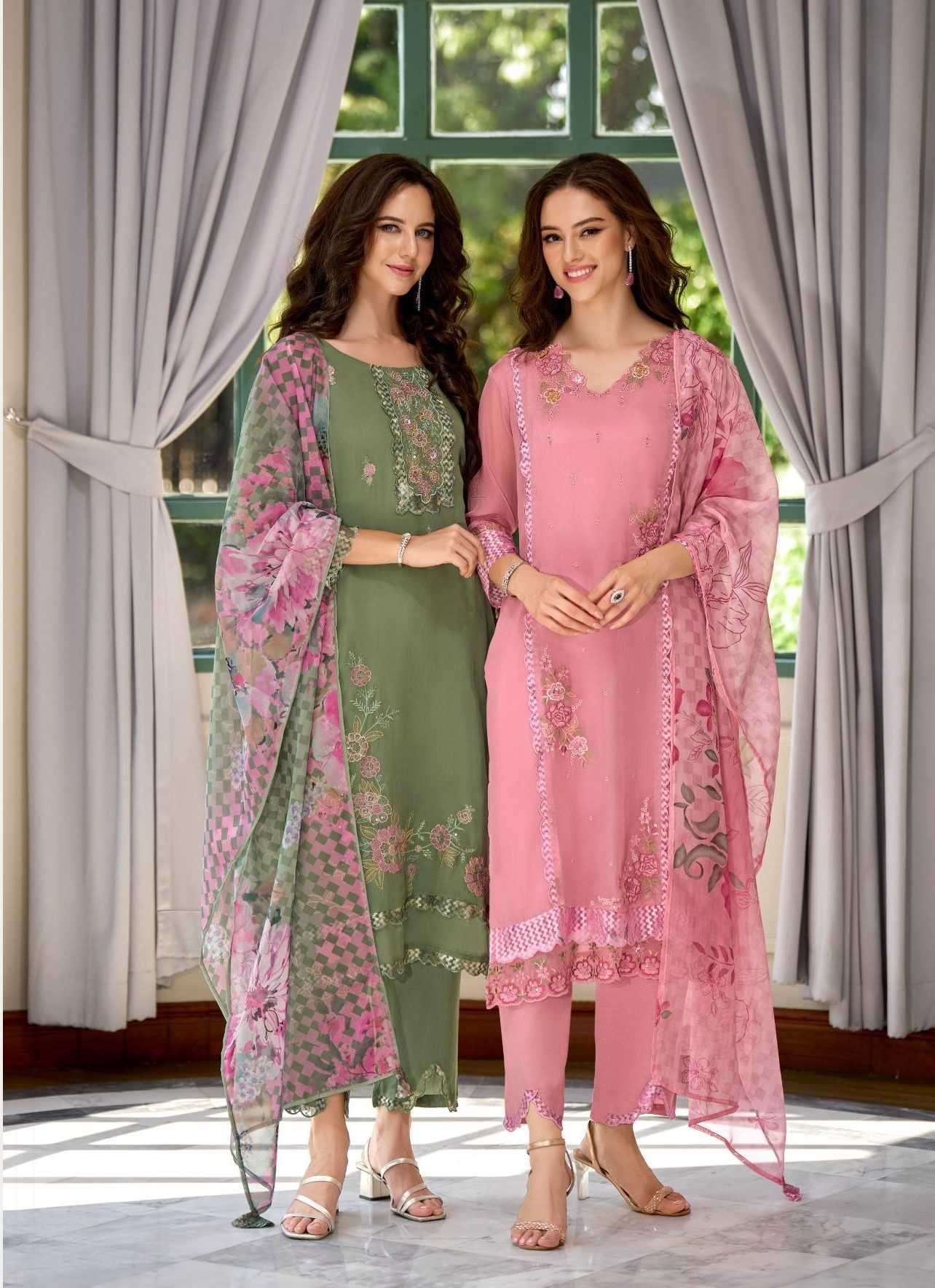 LADY LEELA PRESENTS INAYA ORGANZA OCCASION WEAR STYLISH HANDWORK FULL STITCH 3PCS KURTIS CATALOG WHOLESALER AND