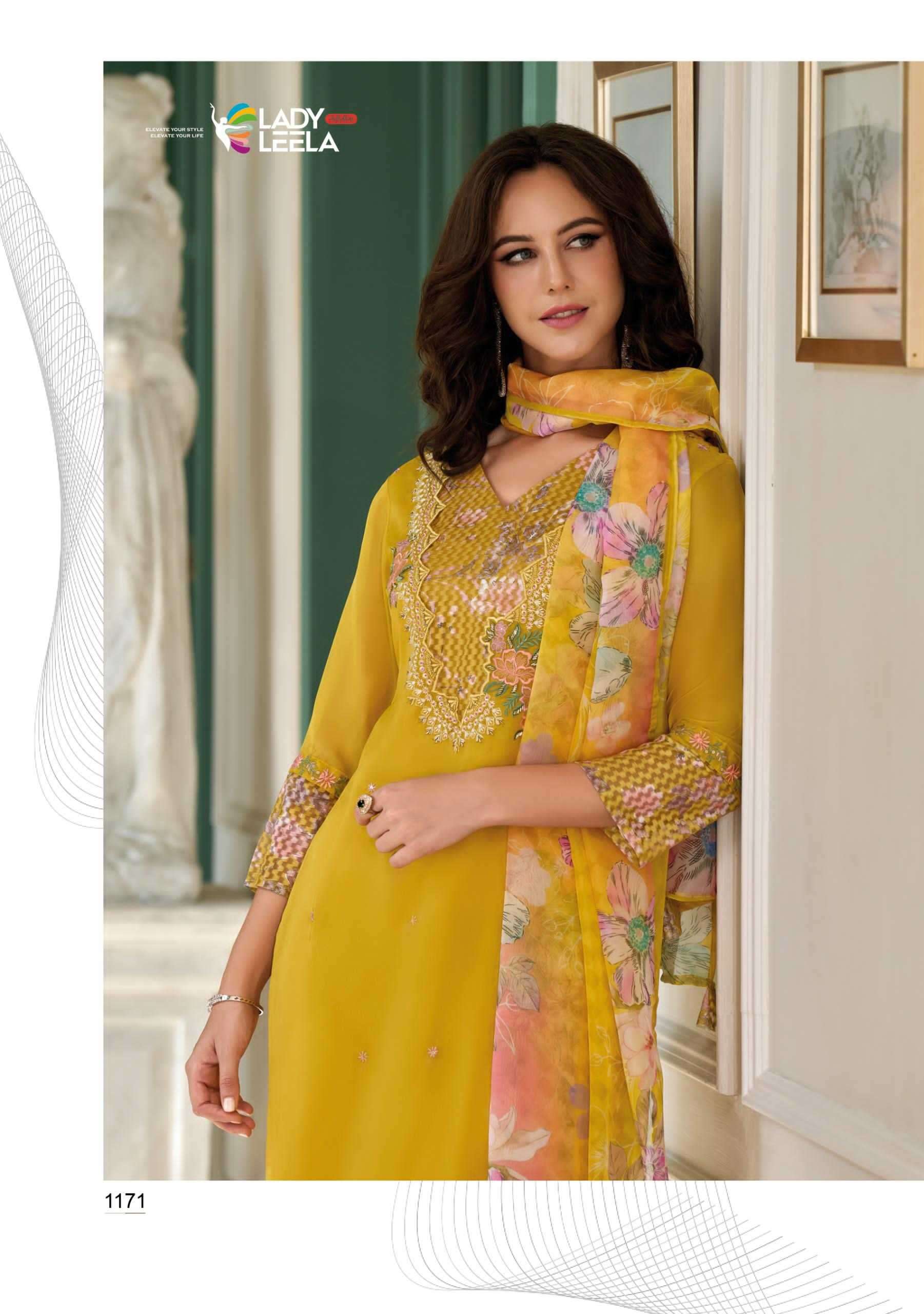 LADY LEELA PRESENTS INAYA ORGANZA OCCASION WEAR STYLISH HANDWORK FULL STITCH 3PCS KURTIS CATALOG WHOLESALER AND EXPORTER IN SURAT