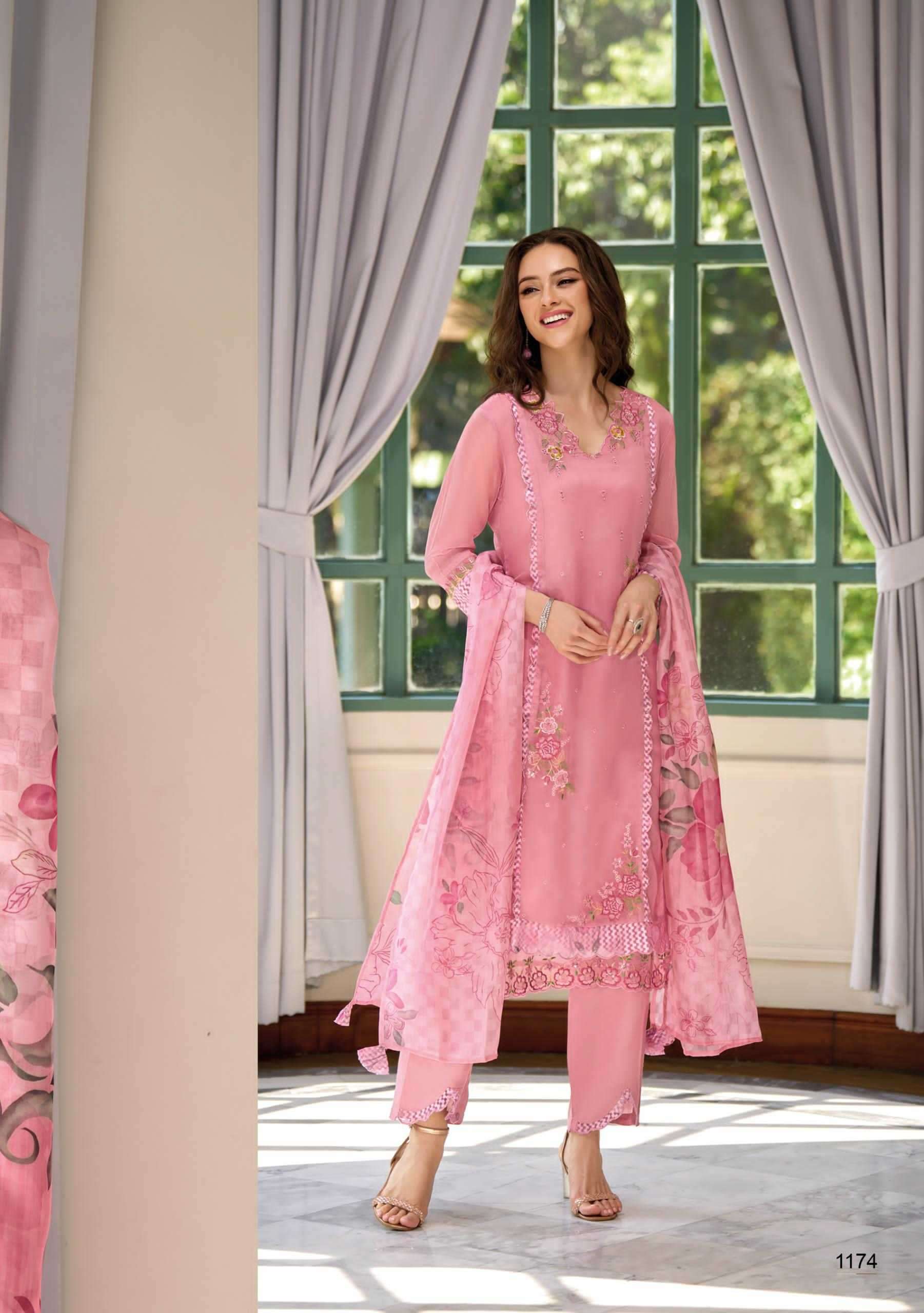 LADY LEELA PRESENTS INAYA ORGANZA OCCASION WEAR STYLISH HANDWORK FULL STITCH 3PCS KURTIS CATALOG WHOLESALER AND EXPORTER IN SURAT