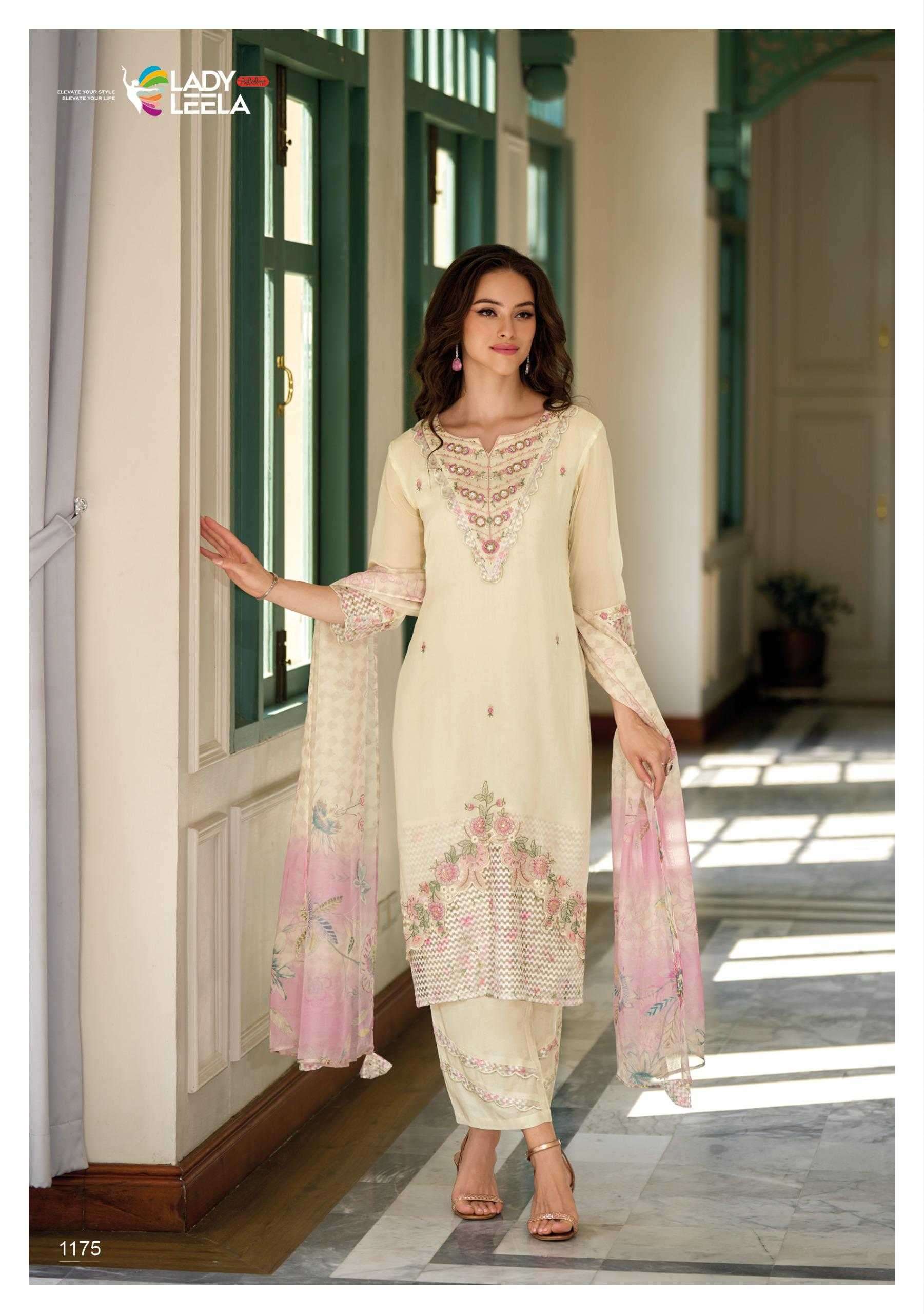LADY LEELA PRESENTS INAYA ORGANZA OCCASION WEAR STYLISH HANDWORK FULL STITCH 3PCS KURTIS CATALOG WHOLESALER AND EXPORTER IN SURAT