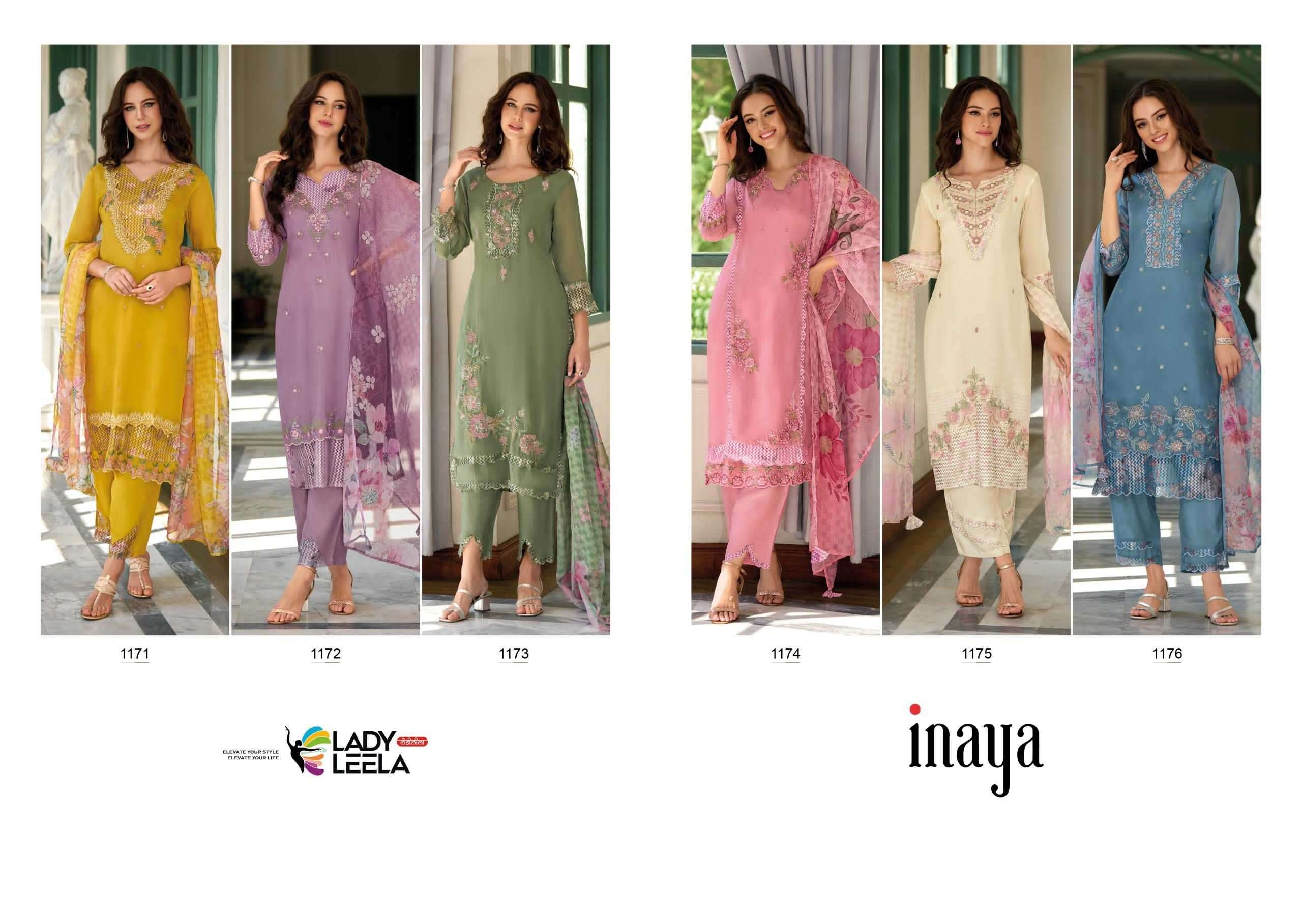 LADY LEELA PRESENTS INAYA ORGANZA OCCASION WEAR STYLISH HANDWORK FULL STITCH 3PCS KURTIS CATALOG WHOLESALER AND EXPORTER IN SURAT
