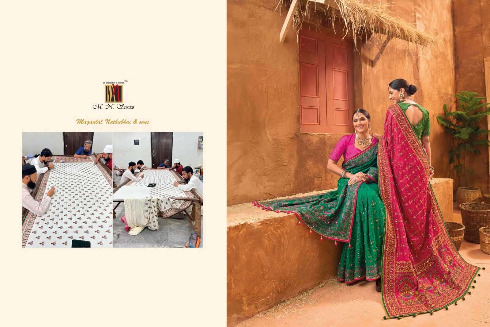 MN SAREE PRESENTS KACHHI WORK VOL-5 GORGEOUS HAND EMBROIDERY WORK TRADITIONAL SAREES CATALOG WHOLESALER AND EXPORTER IN SURAT