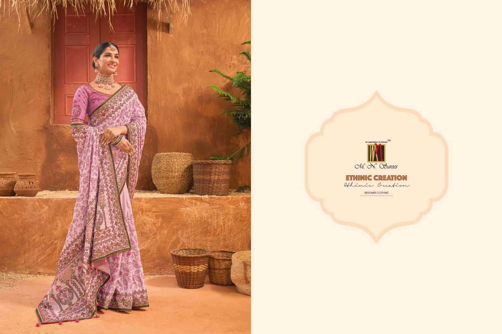 MN SAREE PRESENTS KACHHI WORK VOL-5 GORGEOUS HAND EMBROIDERY WORK TRADITIONAL SAREES CATALOG WHOLESALER AND EXPORTER IN SURAT