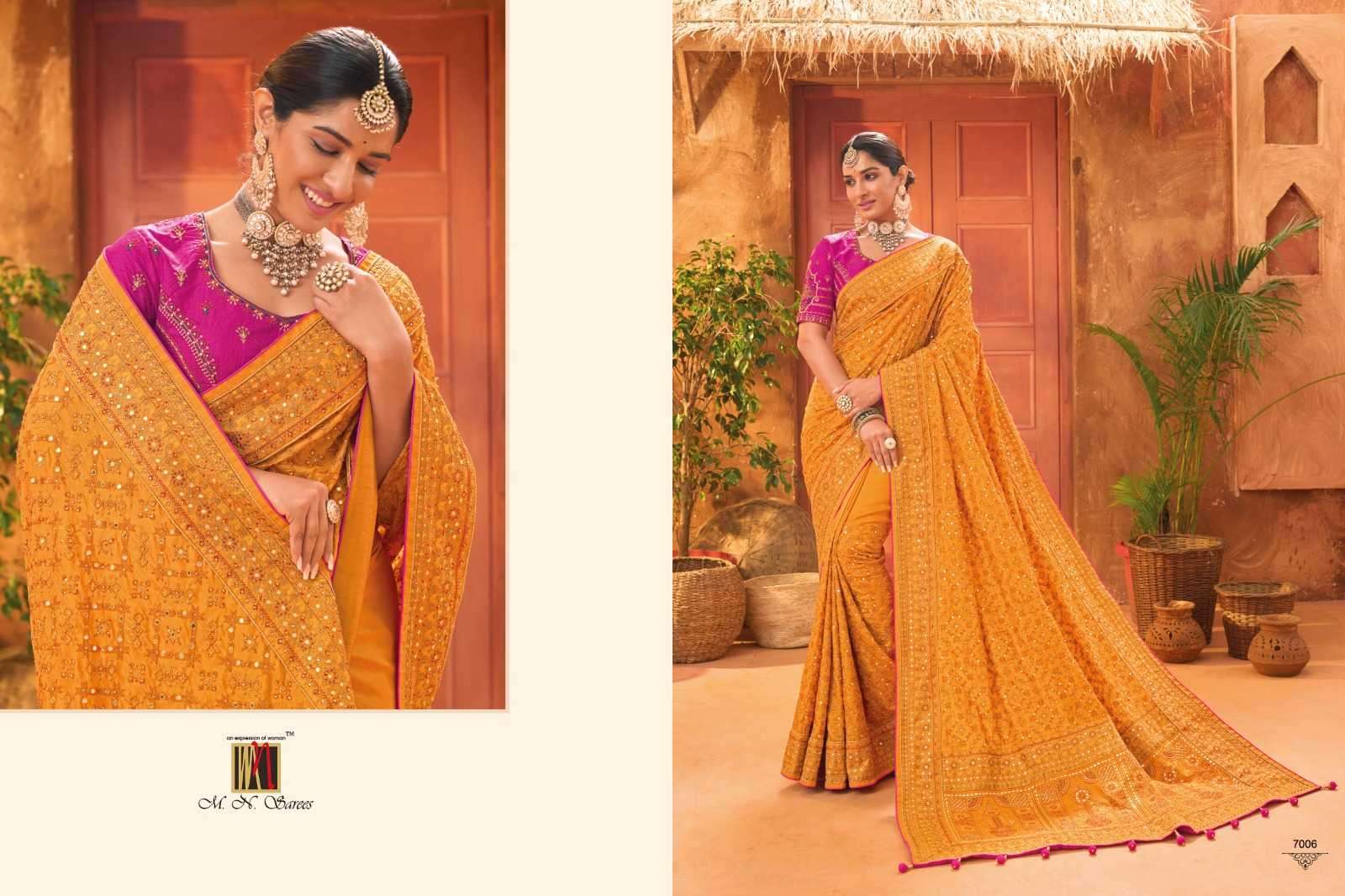 MN SAREE PRESENTS KACHHI WORK VOL-5 GORGEOUS HAND EMBROIDERY WORK TRADITIONAL SAREES CATALOG WHOLESALER AND EXPORTER IN SURAT