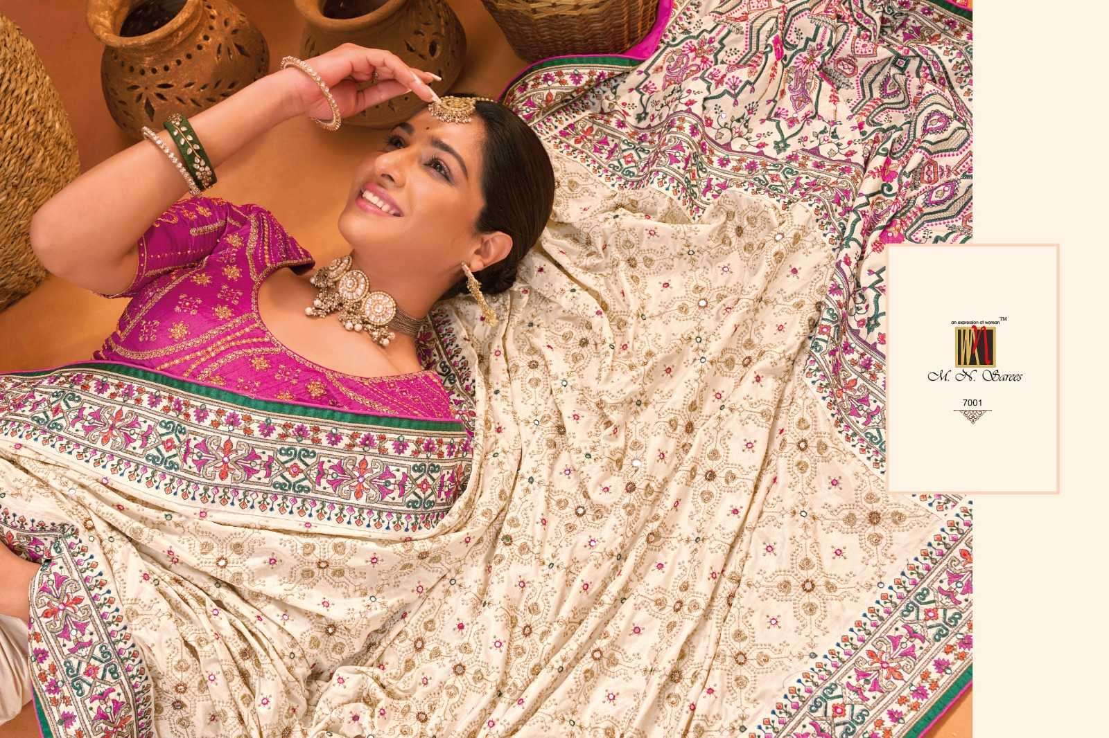 MN SAREE PRESENTS KACHHI WORK VOL-5 GORGEOUS HAND EMBROIDERY WORK TRADITIONAL SAREES CATALOG WHOLESALER AND EXPORTER IN SURAT