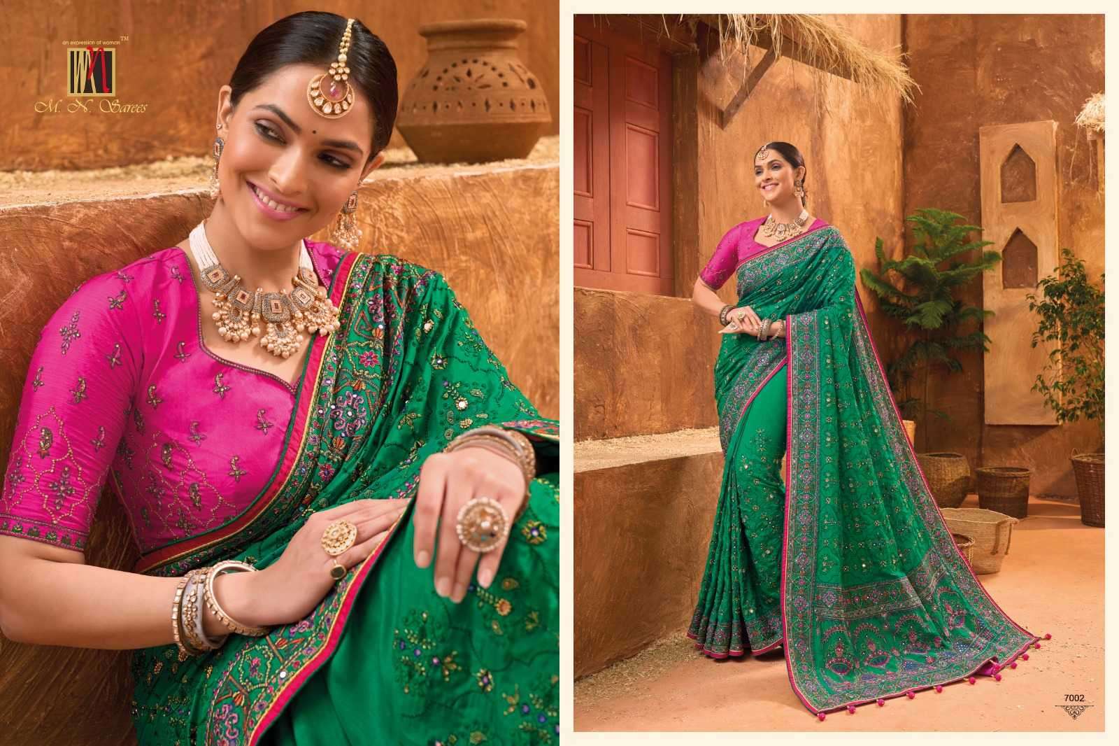 MN SAREE PRESENTS KACHHI WORK VOL-5 GORGEOUS HAND EMBROIDERY WORK TRADITIONAL SAREES CATALOG WHOLESALER AND EXPORTER IN SURAT