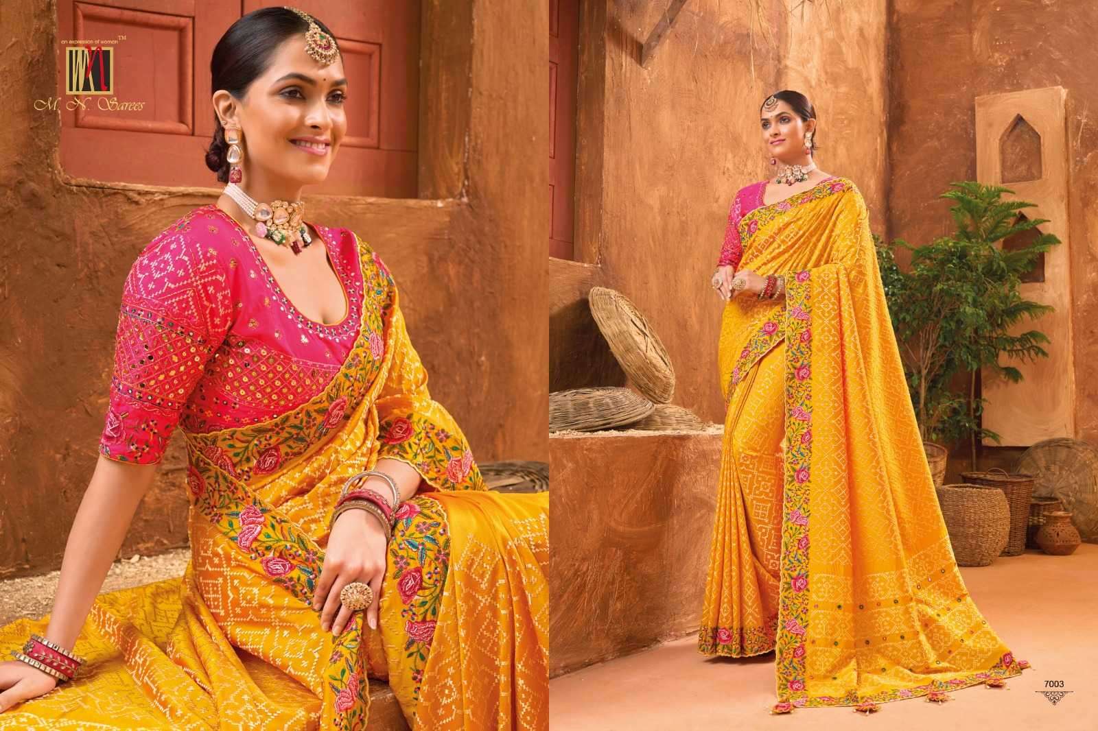 MN SAREE PRESENTS KACHHI WORK VOL-5 GORGEOUS HAND EMBROIDERY WORK TRADITIONAL SAREES CATALOG WHOLESALER AND EXPORTER IN SURAT