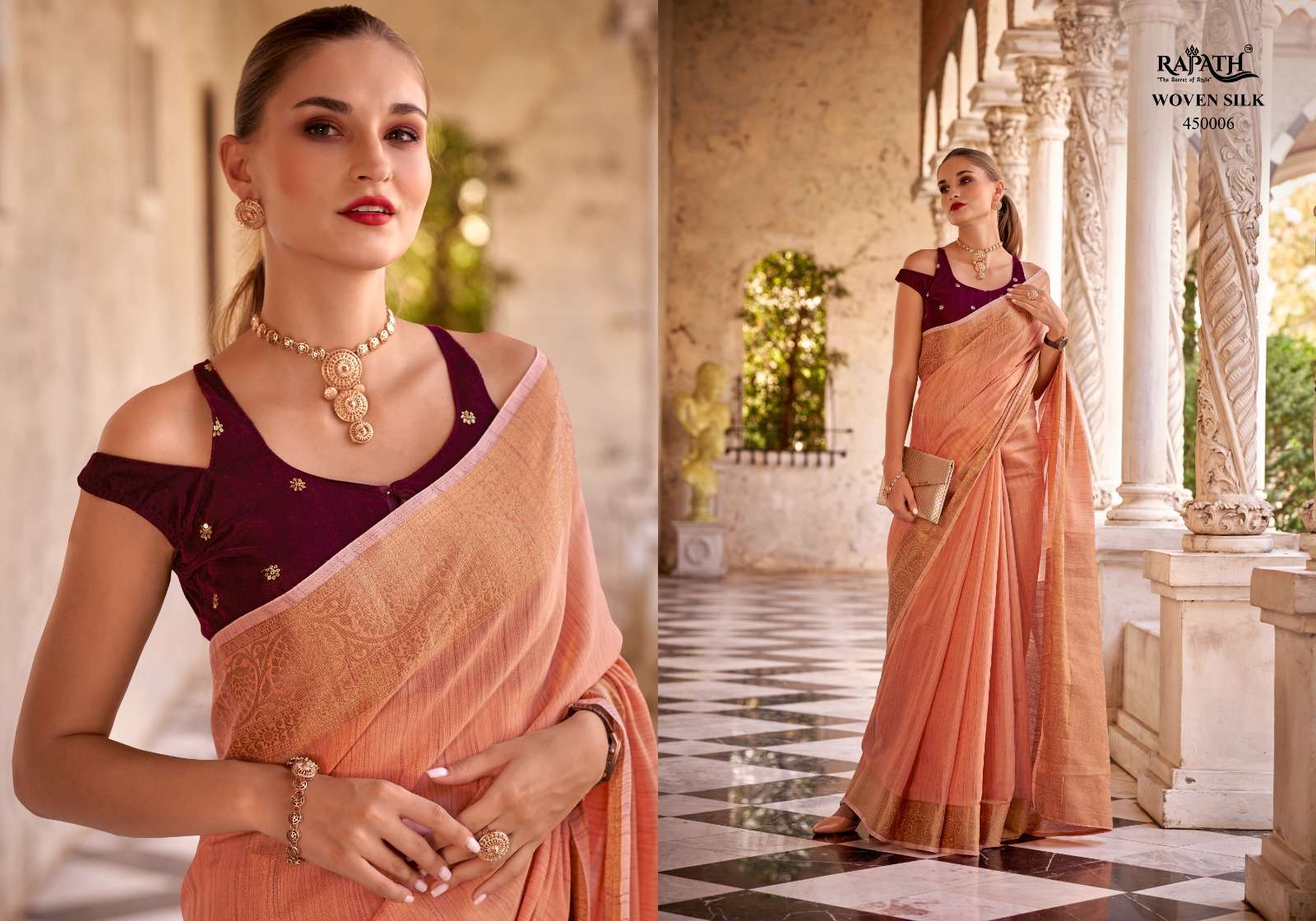 RAJPATH DELICATE SILK BEAUTIFUL LINEN SAREE CATALOG WHOLESALER AND EXPORTER IN SURAT 