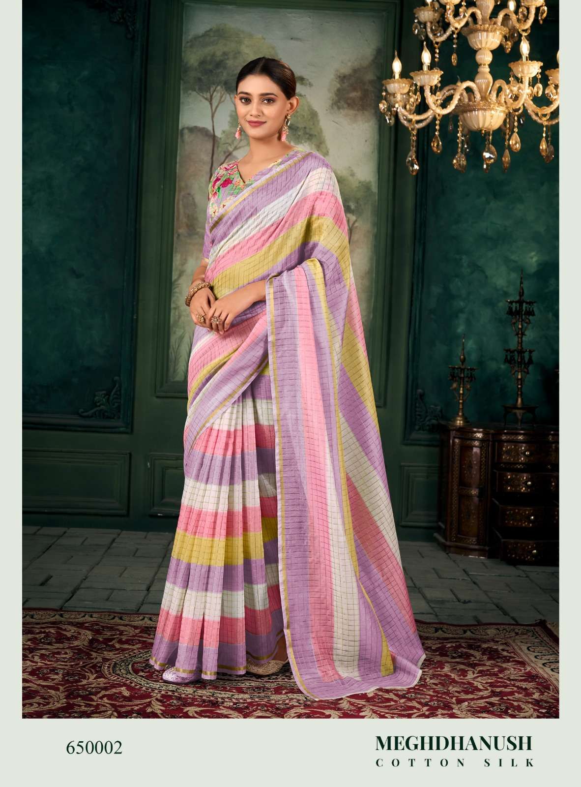 RAJPATH PRESENT MEGHDHANUSHYA CHANDERI LINEN FANCY SAREE CATALOG WHOLESALER AND EXPORTER IN SURAT 