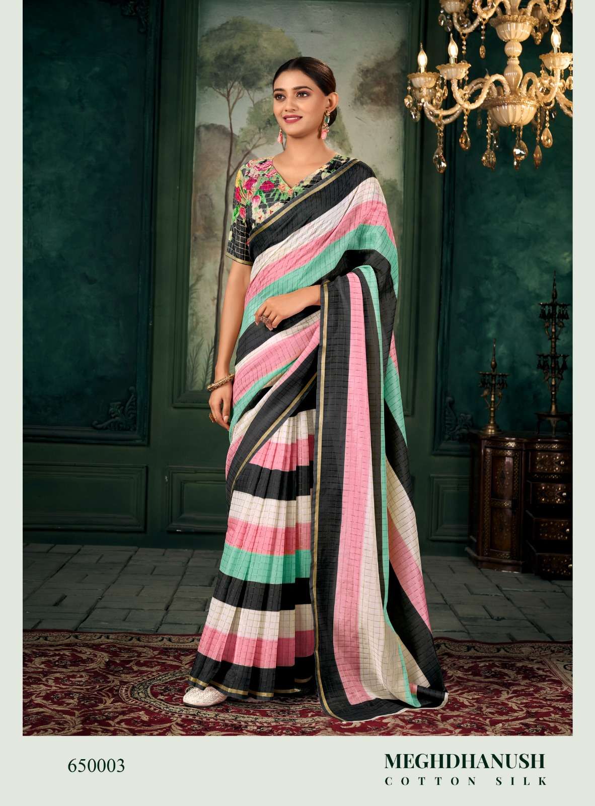 RAJPATH PRESENT MEGHDHANUSHYA CHANDERI LINEN FANCY SAREE CATALOG WHOLESALER AND EXPORTER IN SURAT 