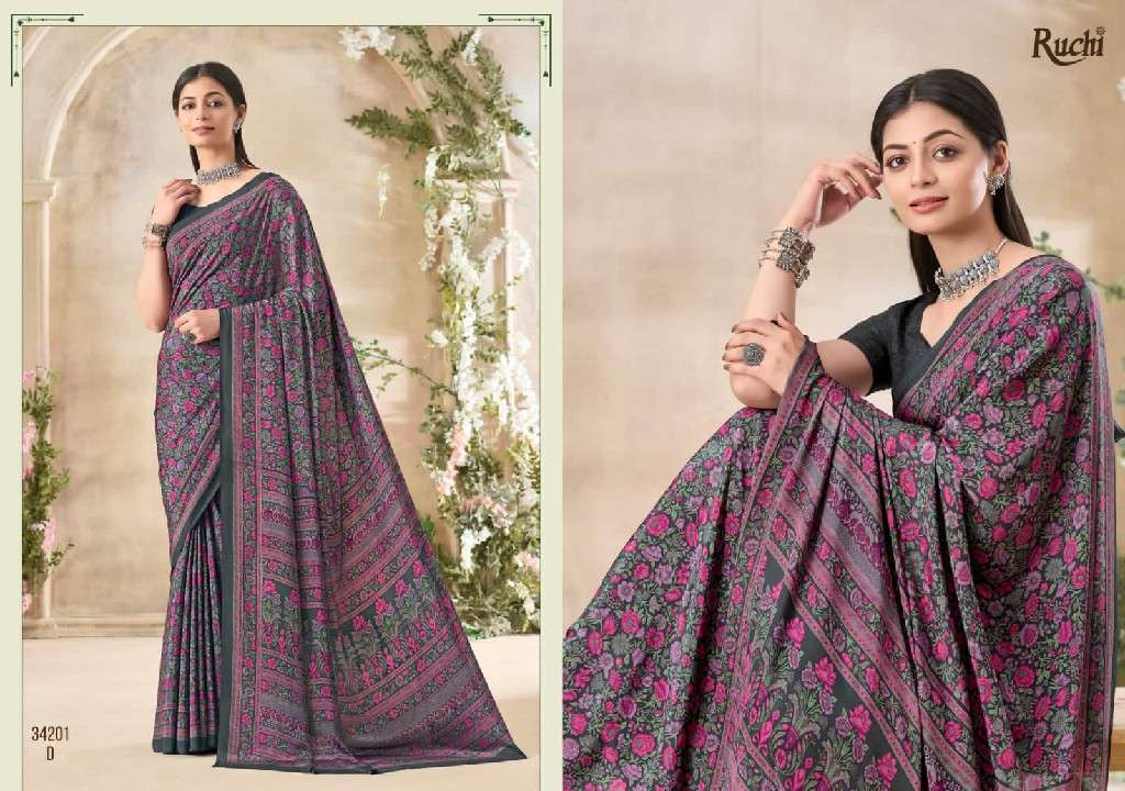 Ruchi Presents Vivanta Silk 35th Edition Silk Crepe Printed Saree Catalog Wholesaler and Exporter In surat