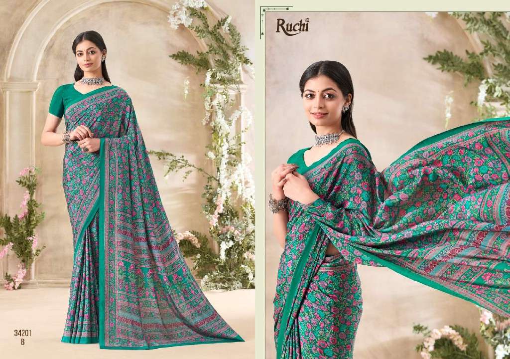 Ruchi Presents Vivanta Silk 35th Edition Silk Crepe Printed Saree Catalog Wholesaler and Exporter In surat